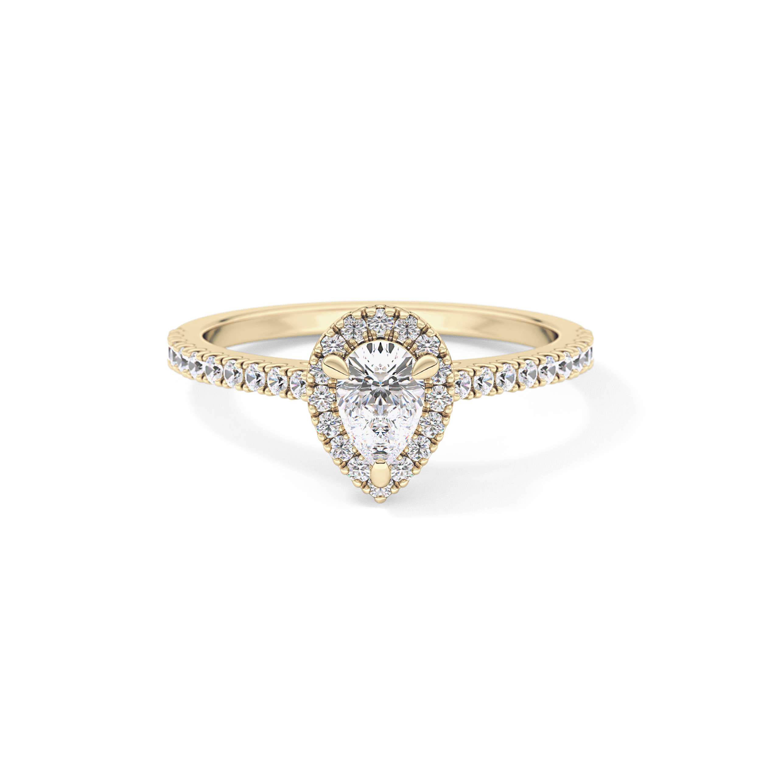 Pear Cut 0.35 Carat Moissanite Ring – Pave Setting in Gold