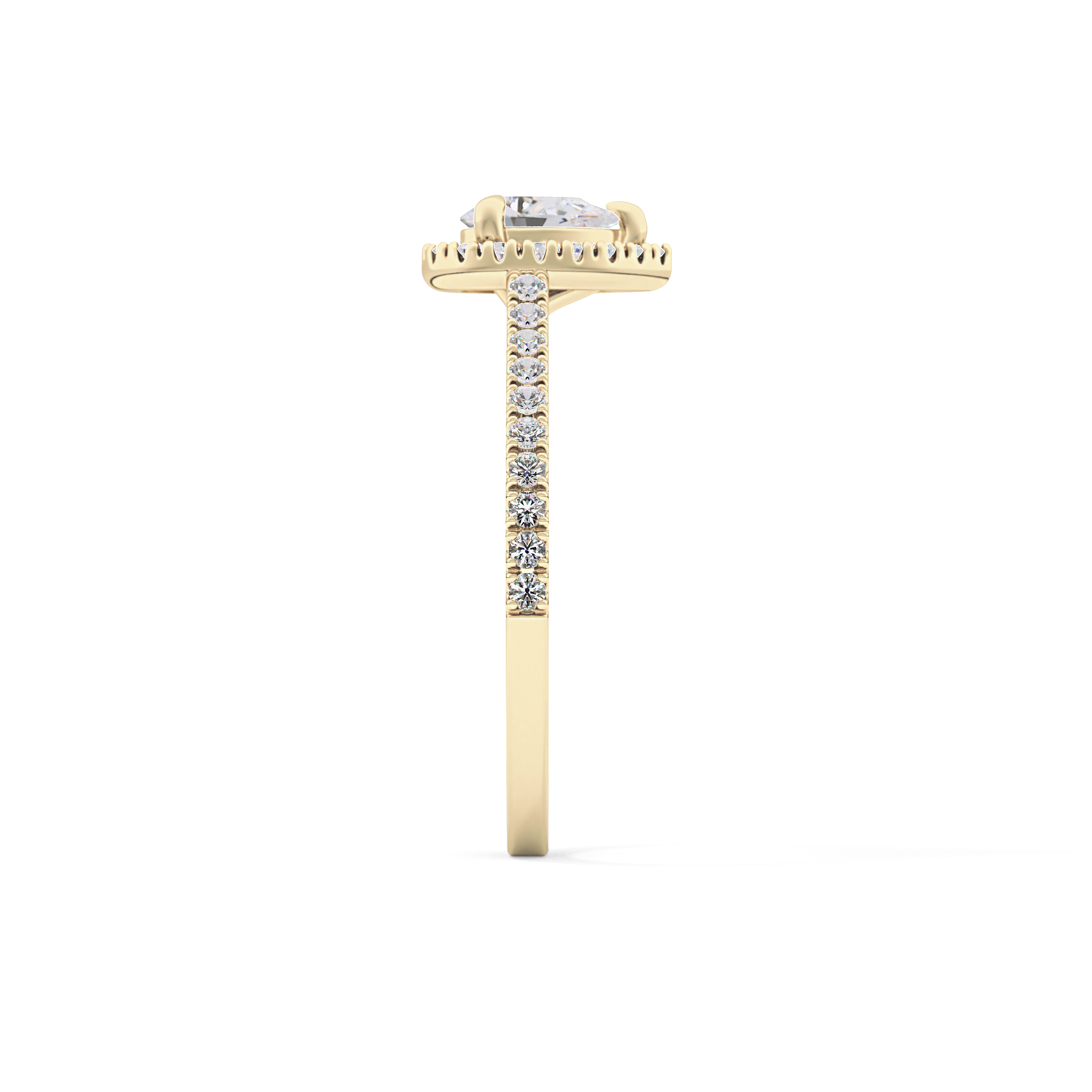 Pear Cut 0.35 Carat Moissanite Ring – Pave Setting in Gold