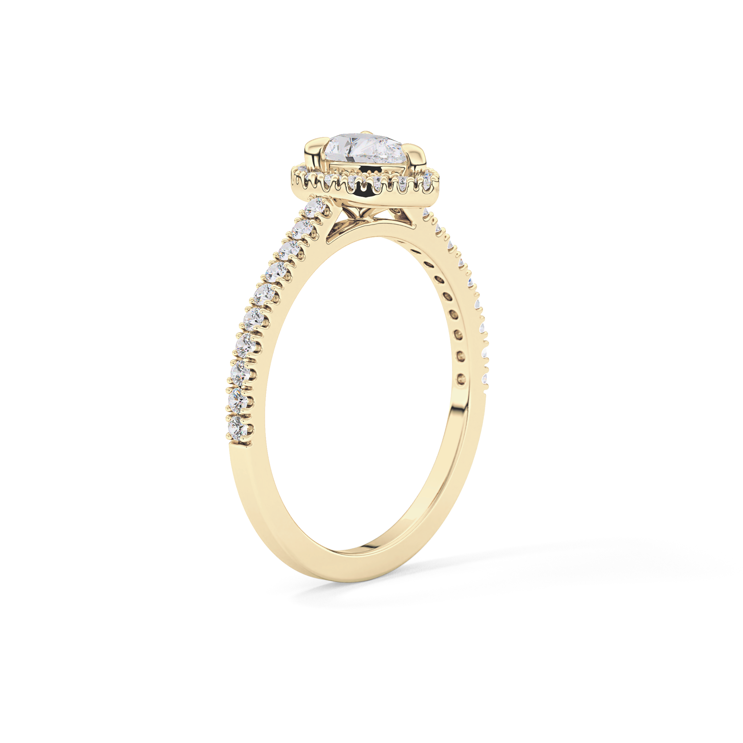 Pear Cut 0.35 Carat Moissanite Ring – Pave Setting in Gold