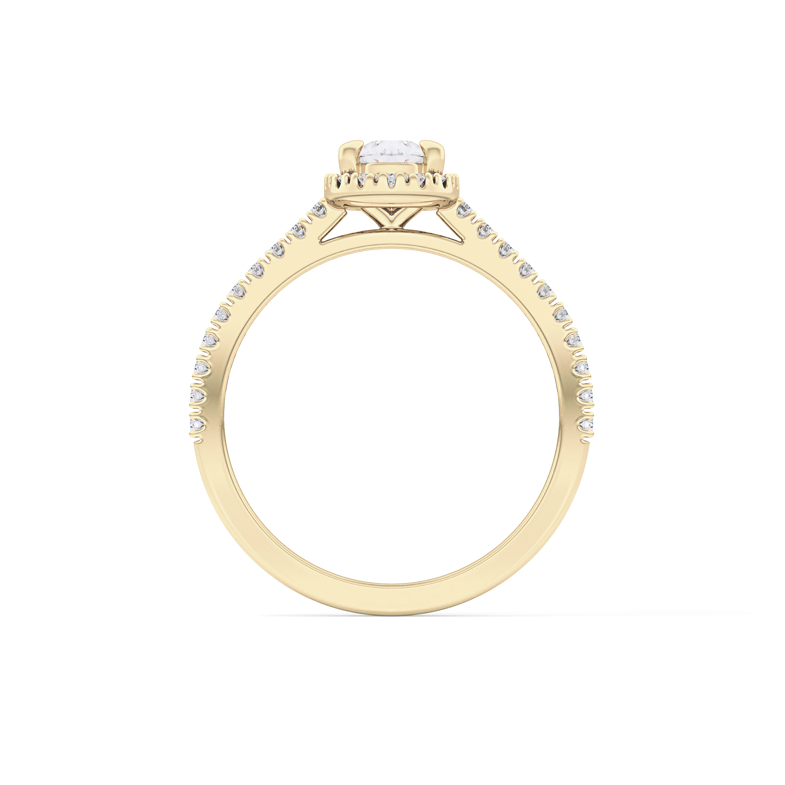 Pear Cut 0.35 Carat Moissanite Ring – Pave Setting in Gold