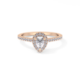 Pear Cut 0.35 Carat Moissanite Ring – Pave Setting in Gold