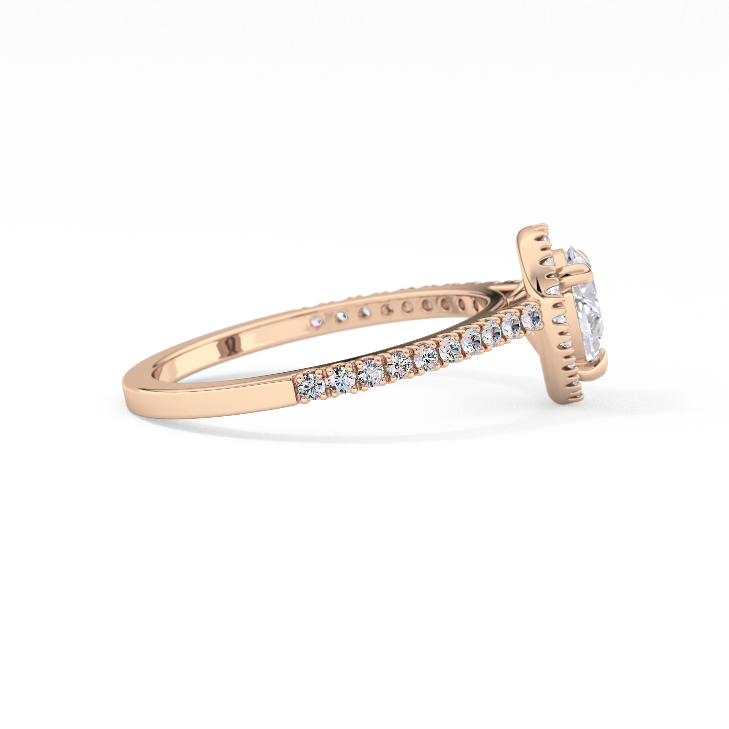 Pear Cut 0.35 Carat Moissanite Ring – Pave Setting in Gold