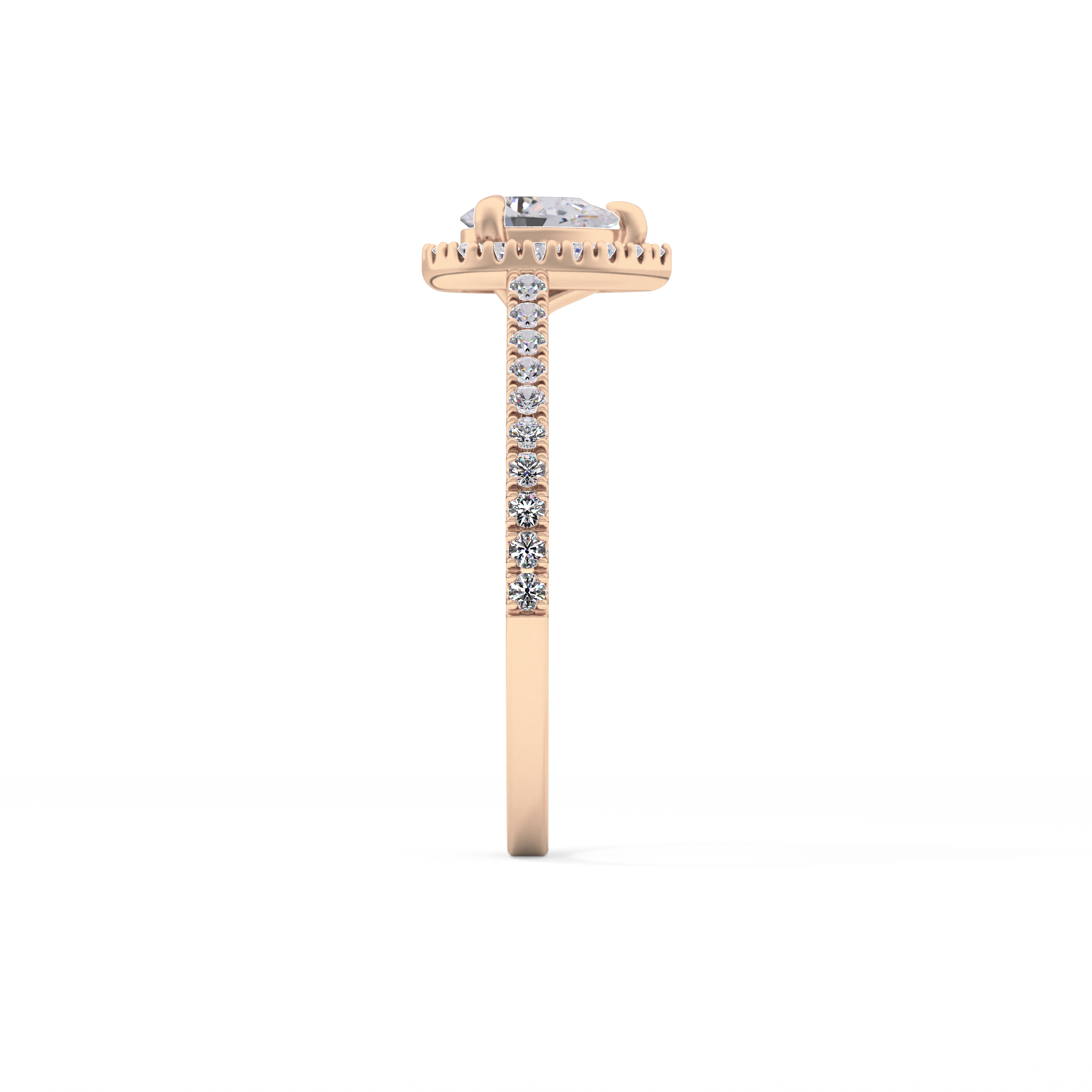 Pear Cut 0.35 Carat Moissanite Ring – Pave Setting in Gold