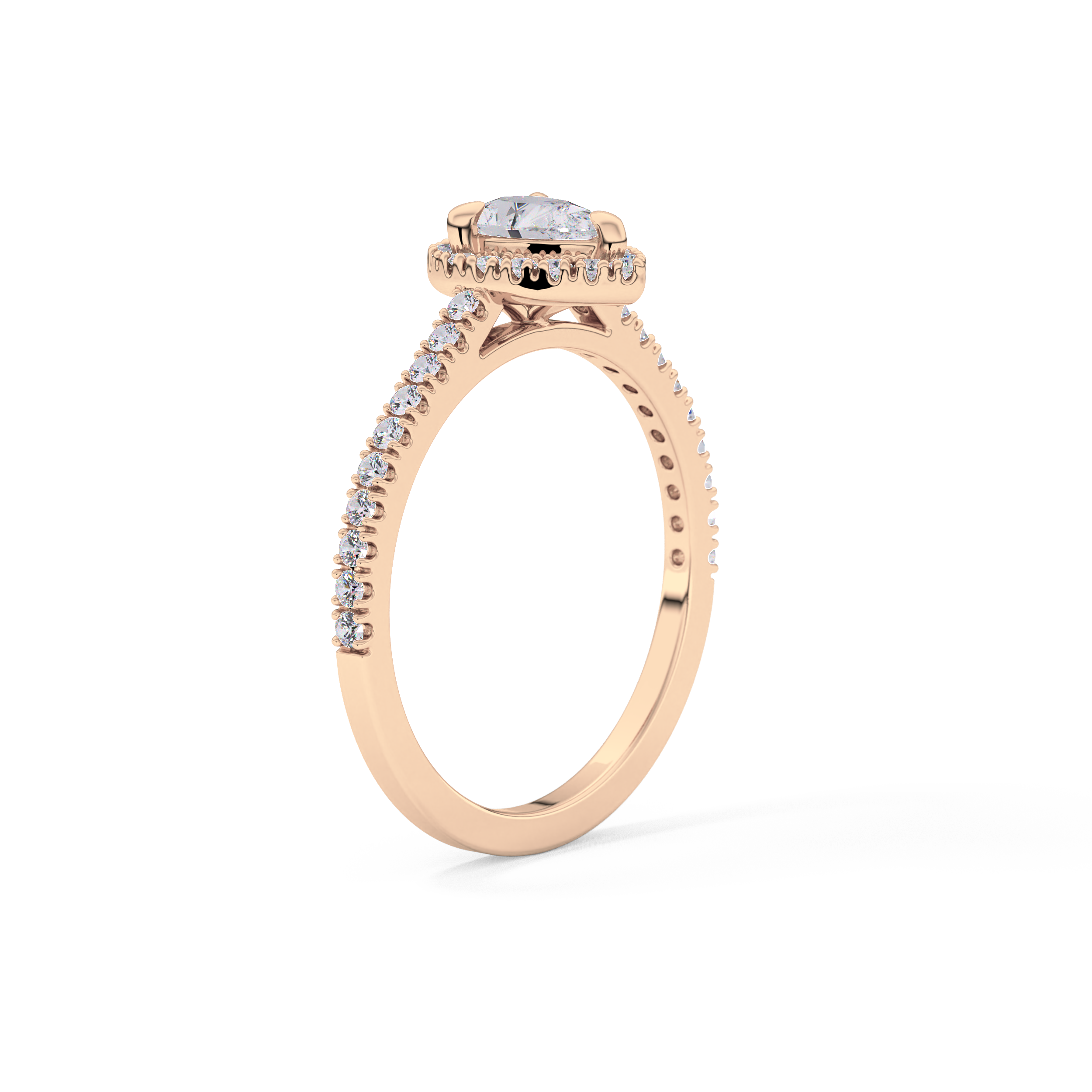 Pear Cut 0.35 Carat Moissanite Ring – Pave Setting in Gold