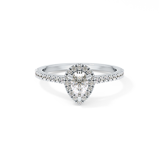 Pear Cut 0.35 Carat Moissanite Ring – Pave Setting in Gold