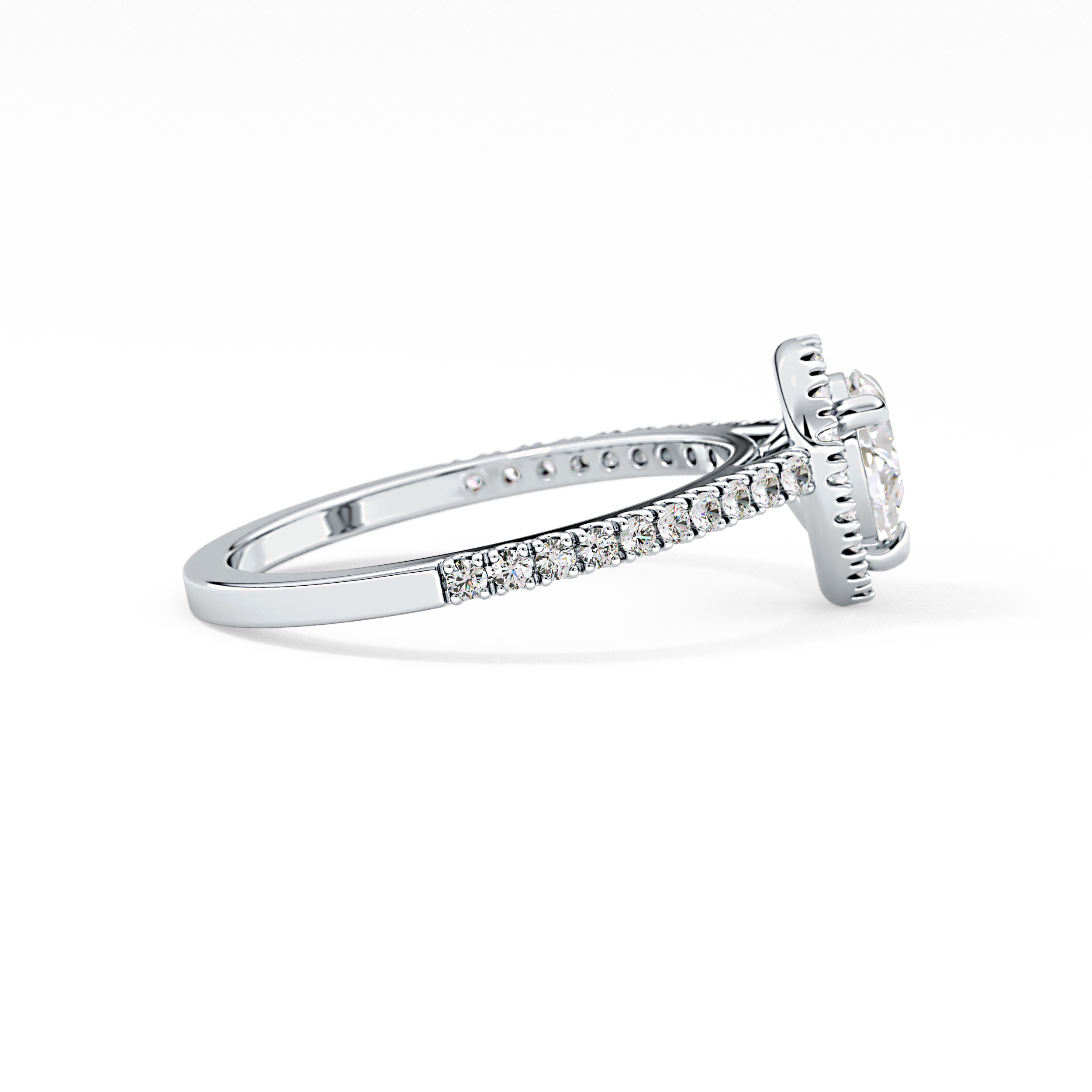 Pear Cut 0.35 Carat Moissanite Ring – Pave Setting in Gold