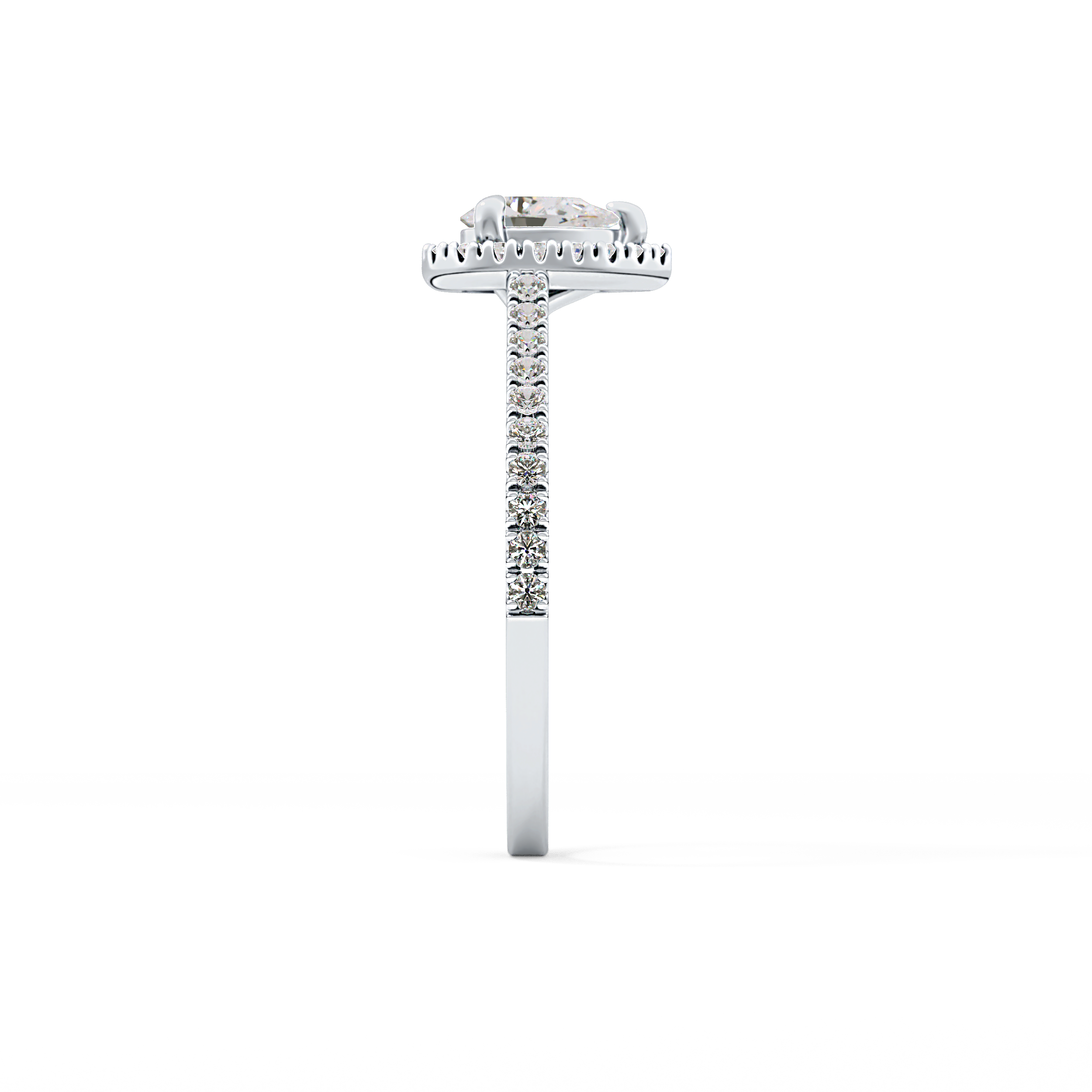 Pear Cut 0.35 Carat Moissanite Ring – Pave Setting in Gold