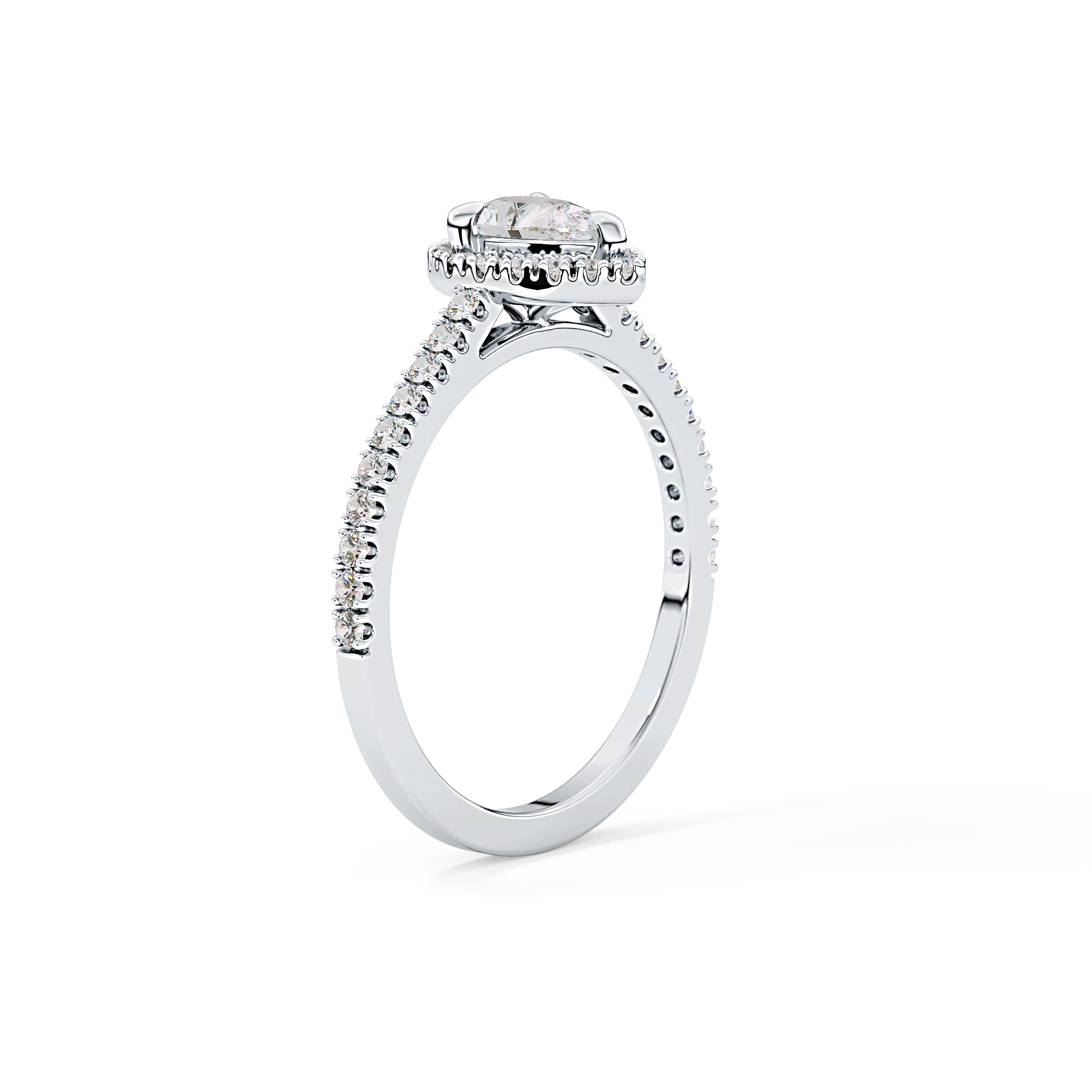 Pear Cut 0.35 Carat Moissanite Ring – Pave Setting in Gold