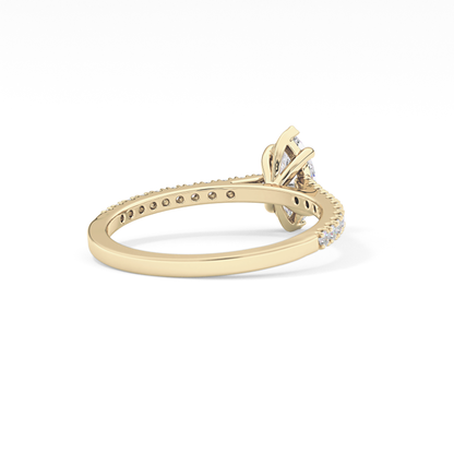 Marquise Cut 0.42 Carat Moissanite Ring – Pave Setting in Gold