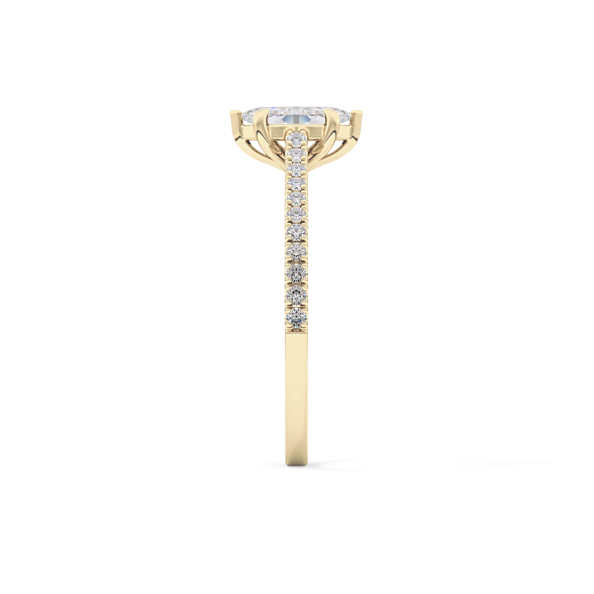 Marquise Cut 0.42 Carat Moissanite Ring – Pave Setting in Gold