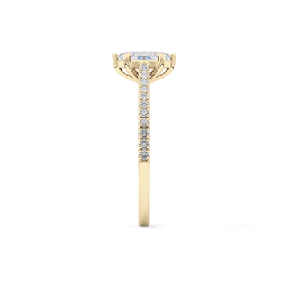 Marquise Cut 0.42 Carat Moissanite Ring – Pave Setting in Gold
