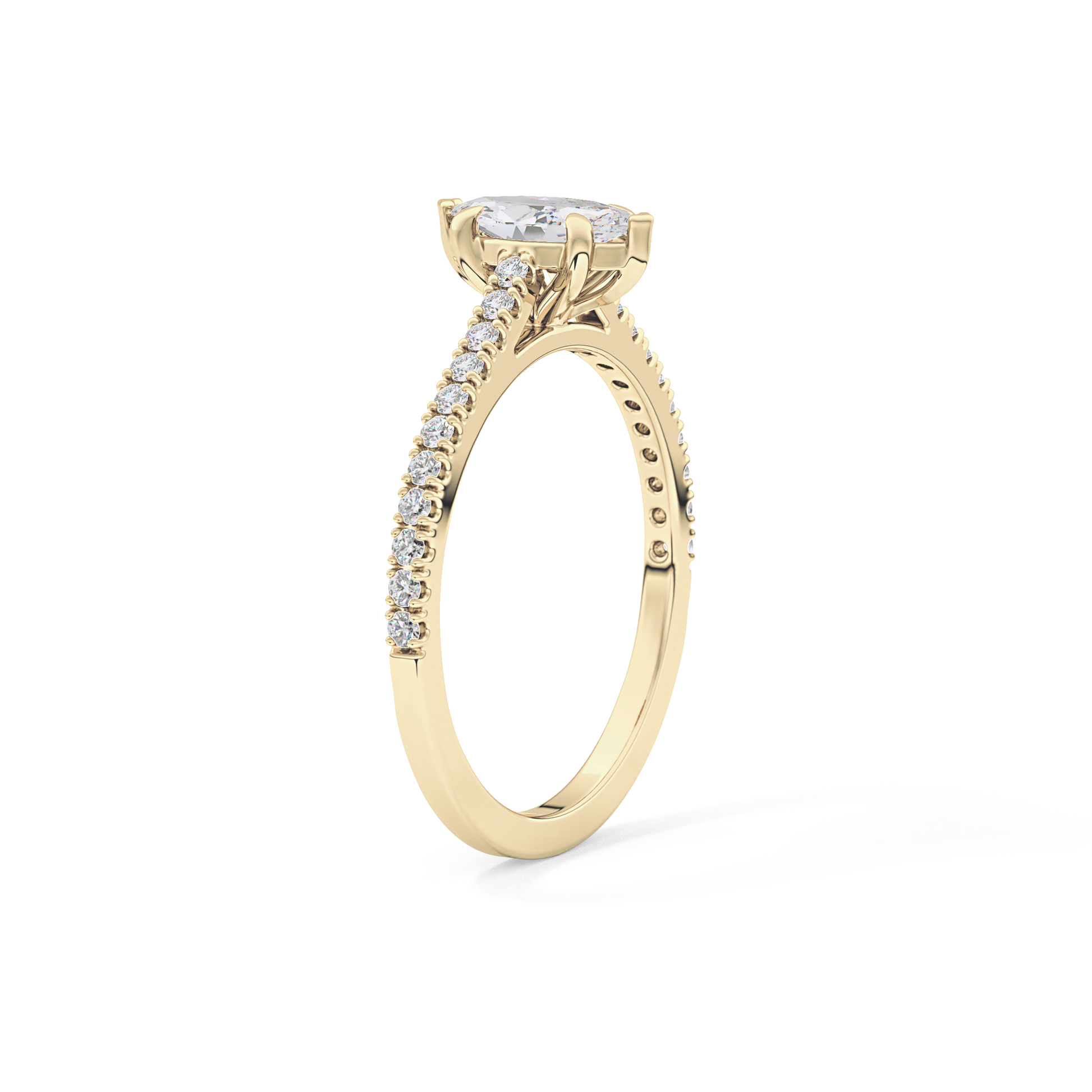 Marquise Cut 0.42 Carat Moissanite Ring – Pave Setting in Gold