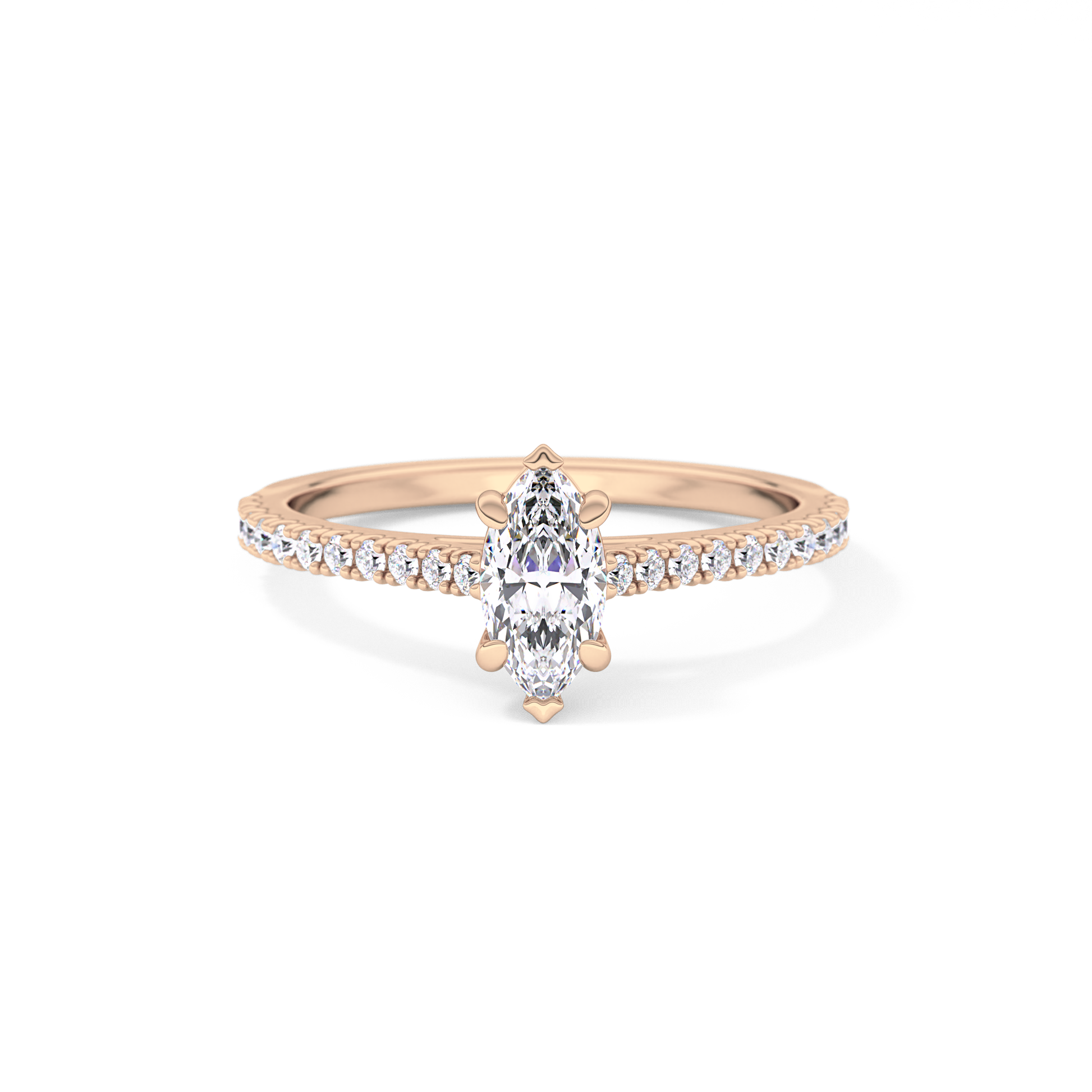Marquise Cut 0.42 Carat Moissanite Ring – Pave Setting in Gold