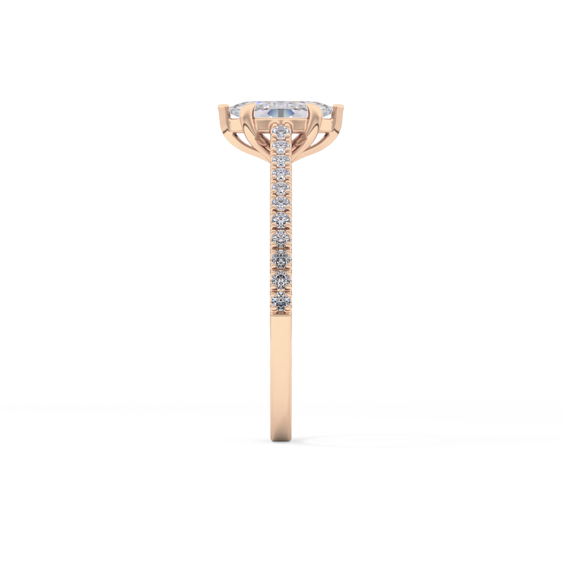 Marquise Cut 0.42 Carat Moissanite Ring – Pave Setting in Gold