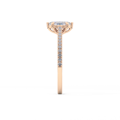 Marquise Cut 0.42 Carat Moissanite Ring – Pave Setting in Gold