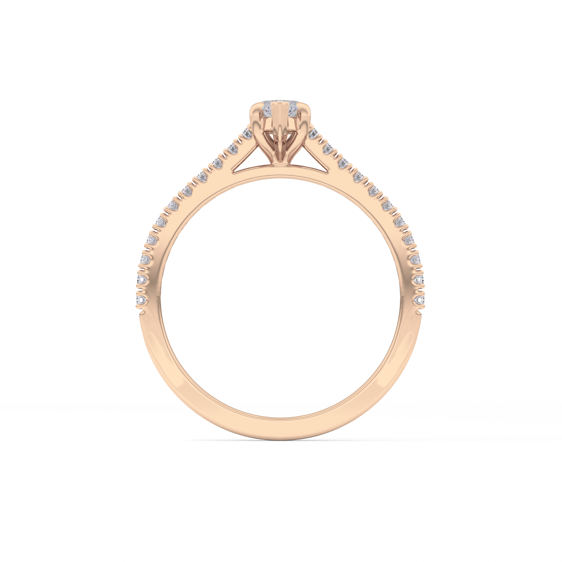 Marquise Cut 0.42 Carat Moissanite Ring – Pave Setting in Gold