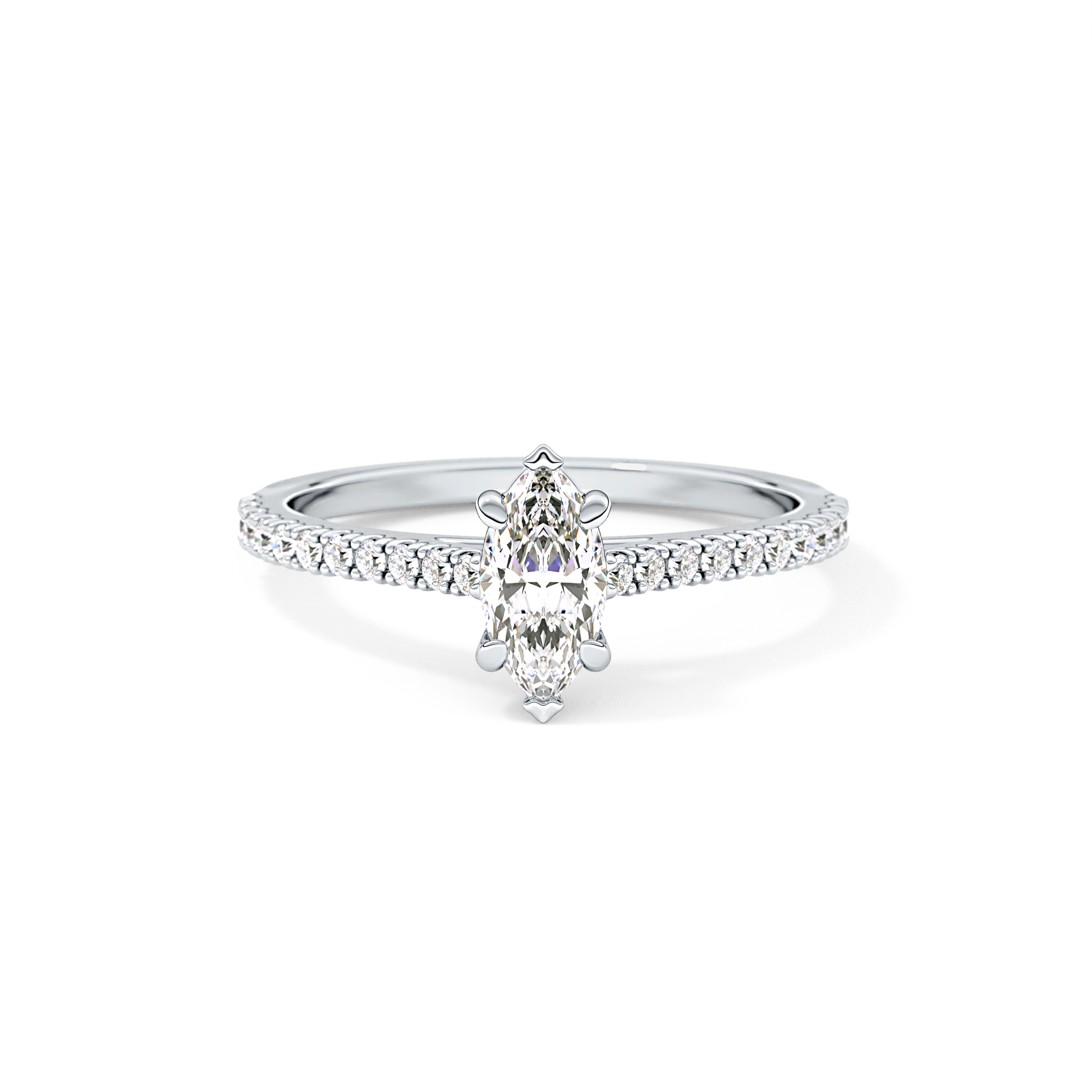 Marquise Cut 0.42 Carat Moissanite Ring – Pave Setting in Gold