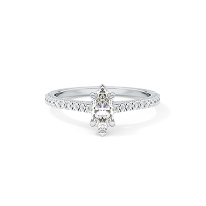 Marquise Cut 0.42 Carat Moissanite Ring – Pave Setting in Gold