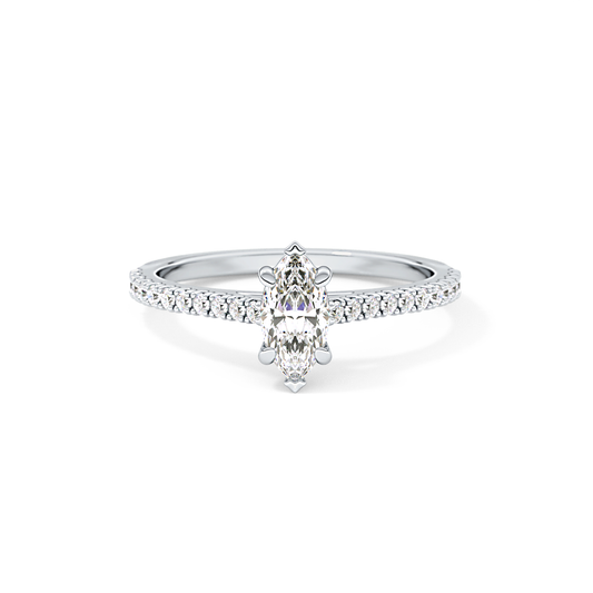Marquise Cut 0.42 Carat Moissanite Ring – Pave Setting in Gold