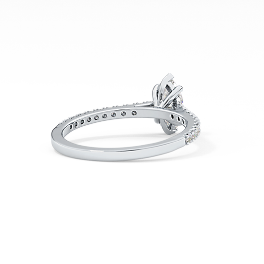 Marquise Cut 0.42 Carat Moissanite Ring – Pave Setting in Gold