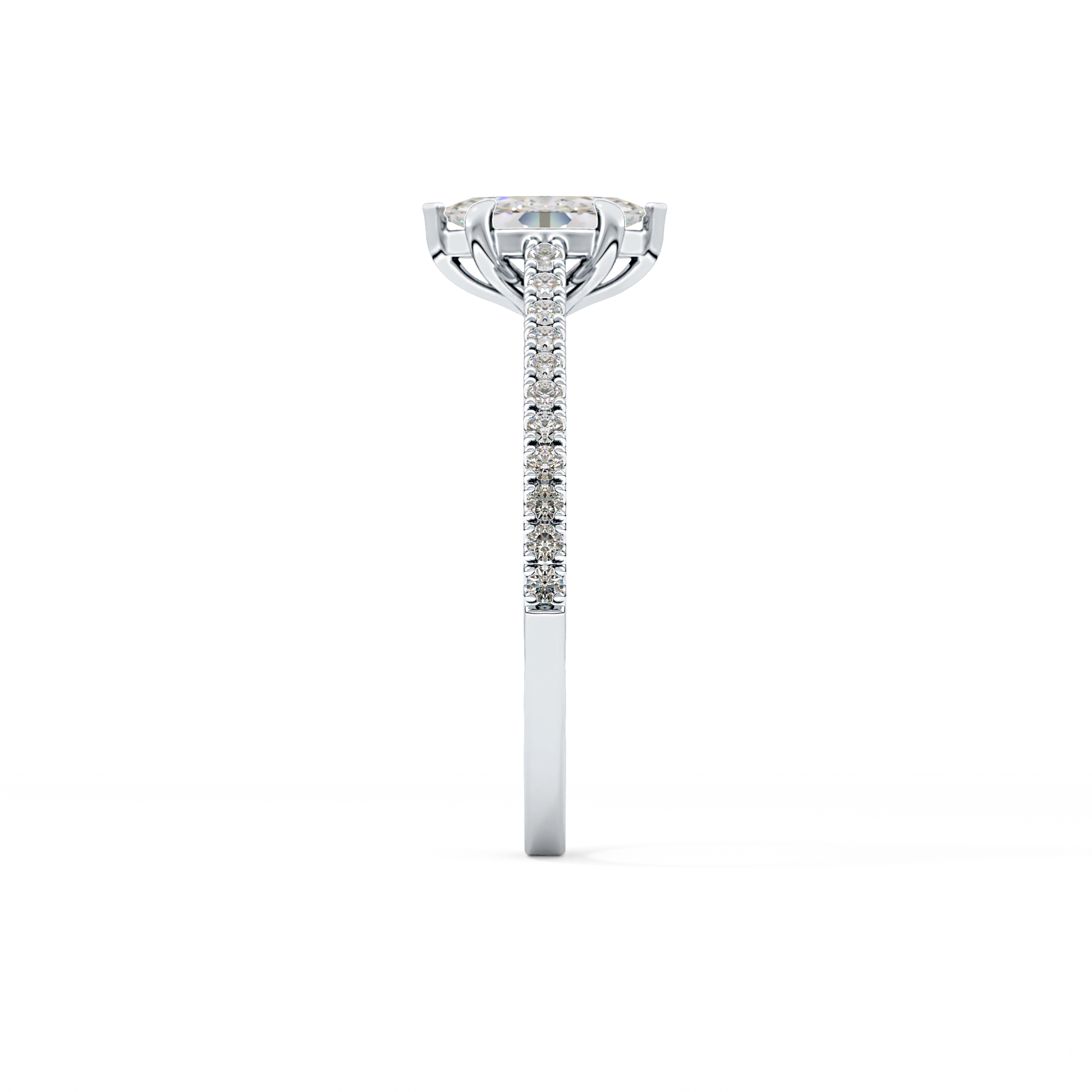 Marquise Cut 0.42 Carat Moissanite Ring – Pave Setting in Gold
