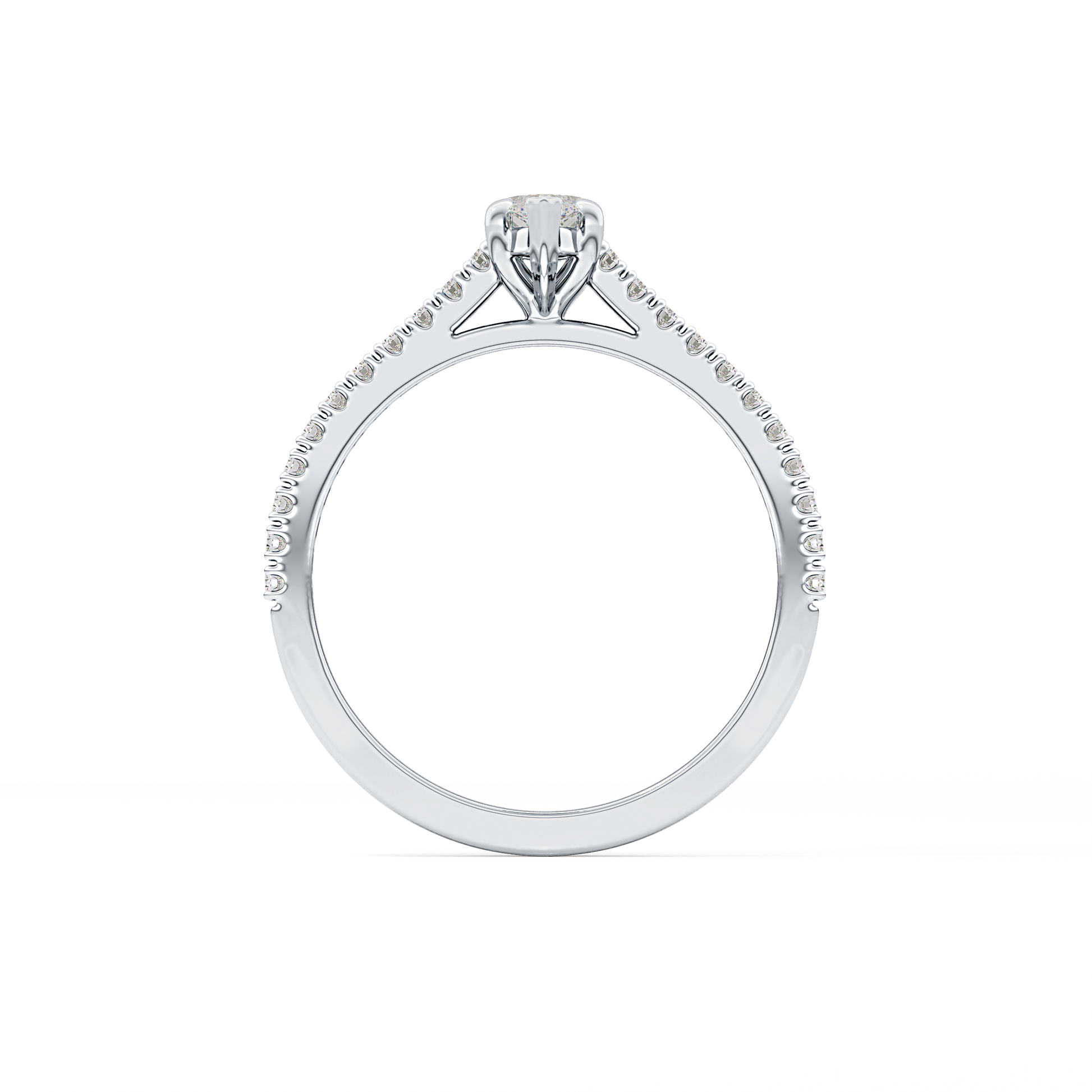 Marquise Cut 0.42 Carat Moissanite Ring – Pave Setting in Gold