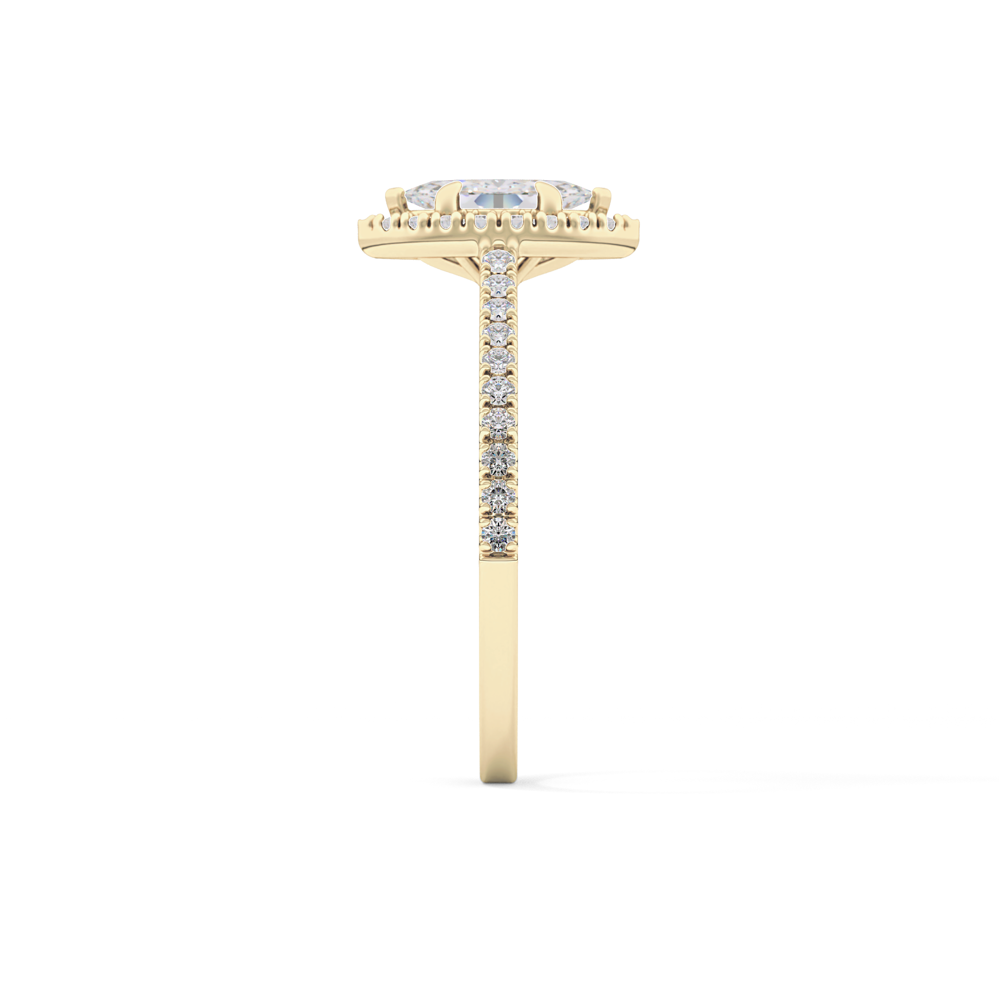 Marquise Cut 0.42 Carat Moissanite Ring – Halo & Pave Setting in Gold