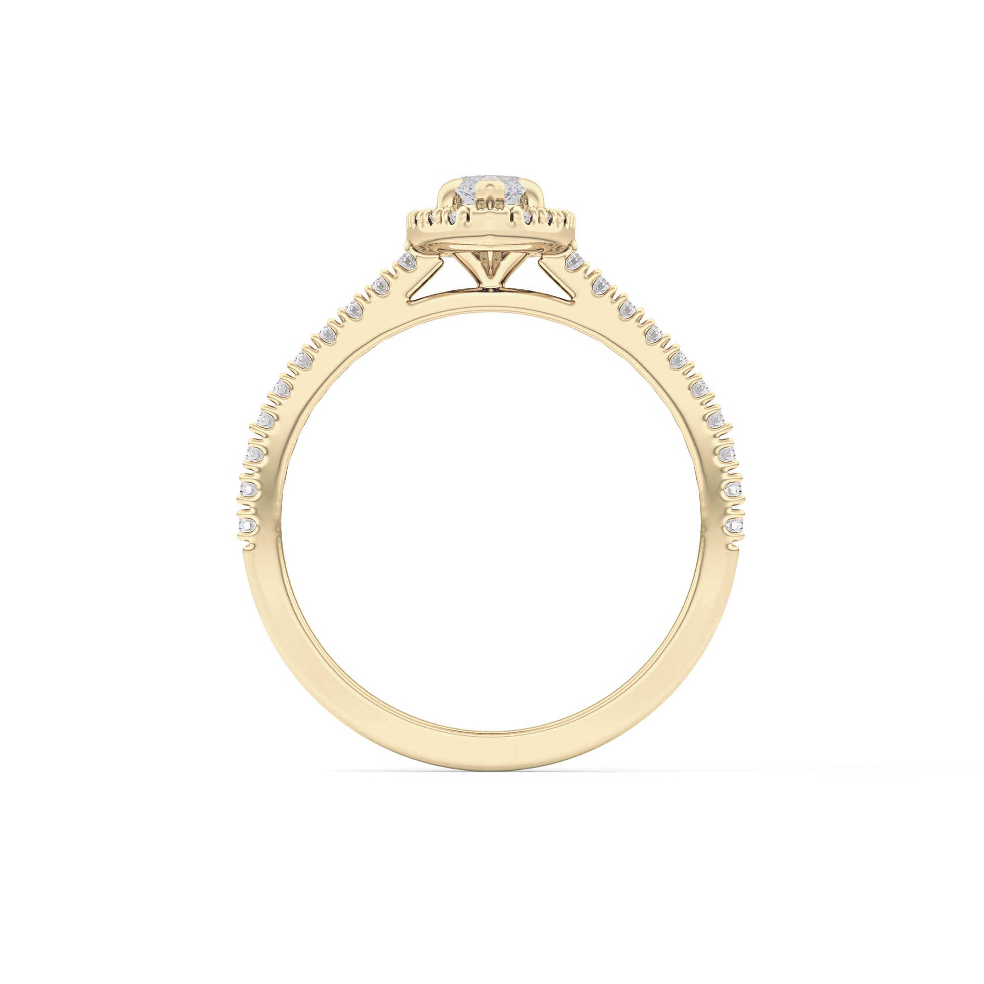 Marquise Cut 0.42 Carat Moissanite Ring – Halo & Pave Setting in Gold