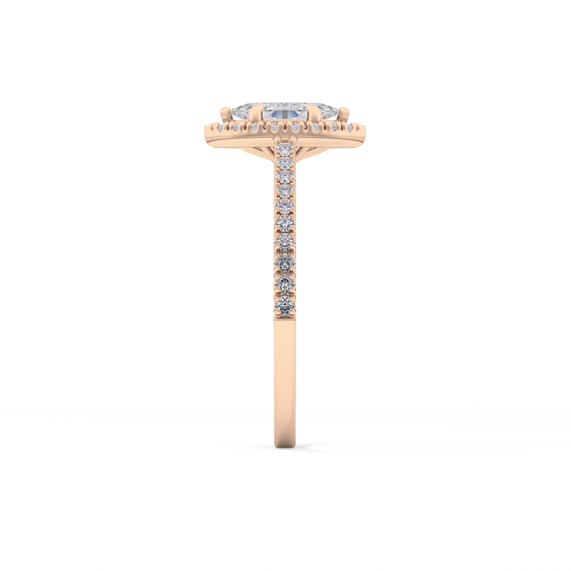 Marquise Cut 0.42 Carat Moissanite Ring – Halo & Pave Setting in Gold