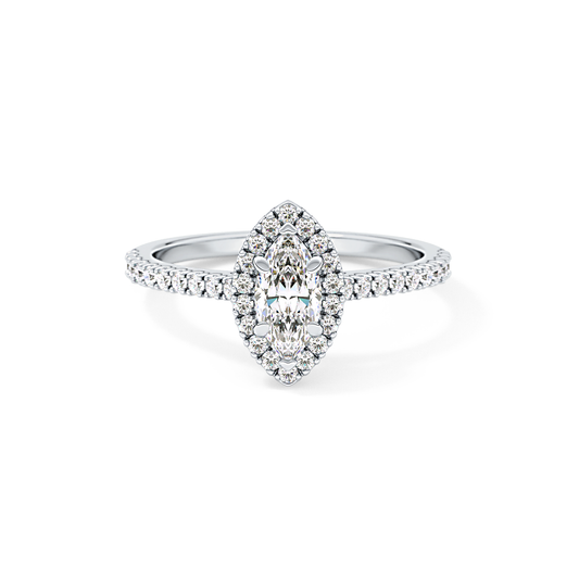 Marquise Cut 0.42 Carat Moissanite Ring – Halo & Pave Setting in Gold 1