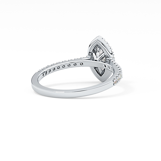 Marquise Cut 0.42 Carat Moissanite Ring – Halo & Pave Setting in Gold 2
