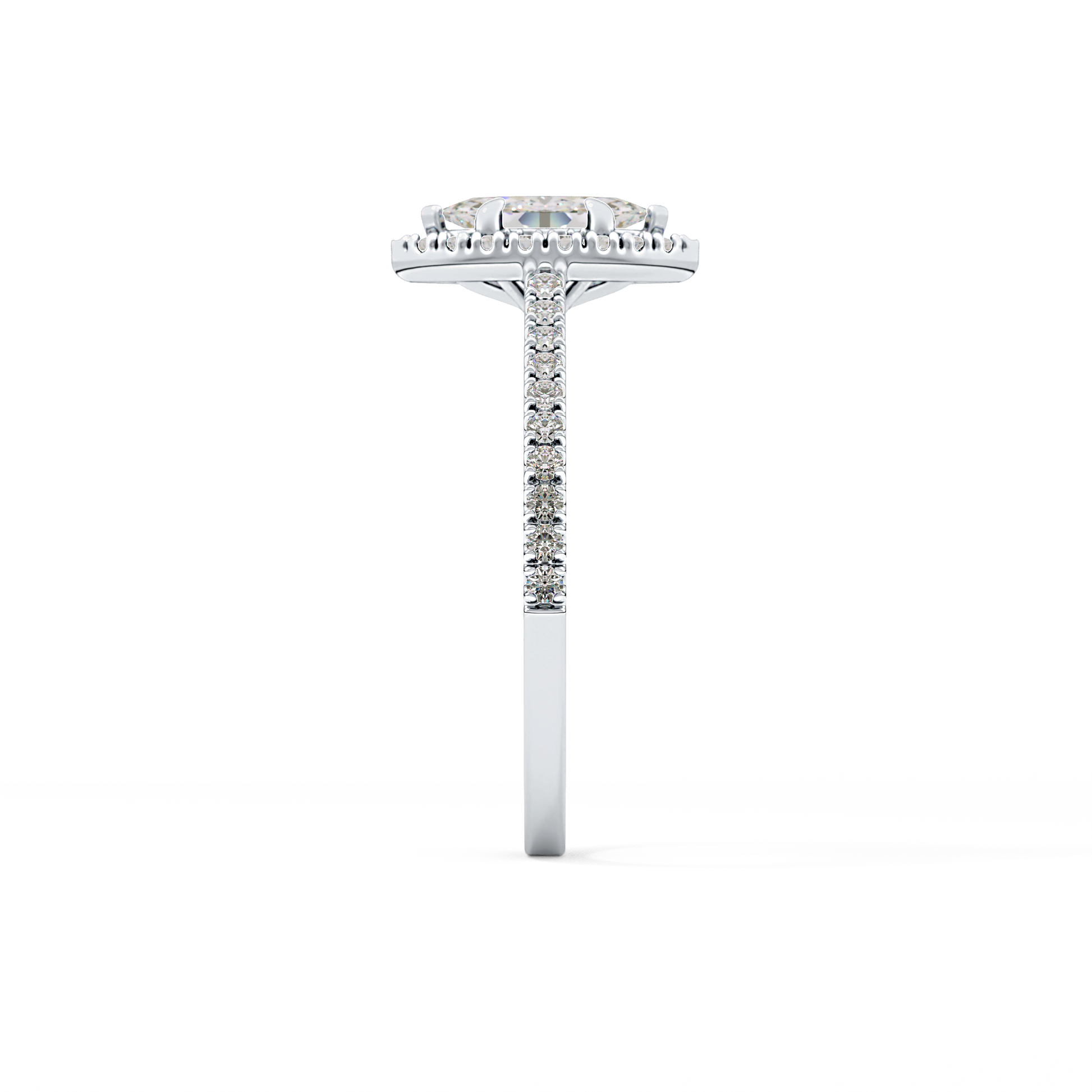 Marquise Cut 0.42 Carat Moissanite Ring – Halo & Pave Setting in Gold 4