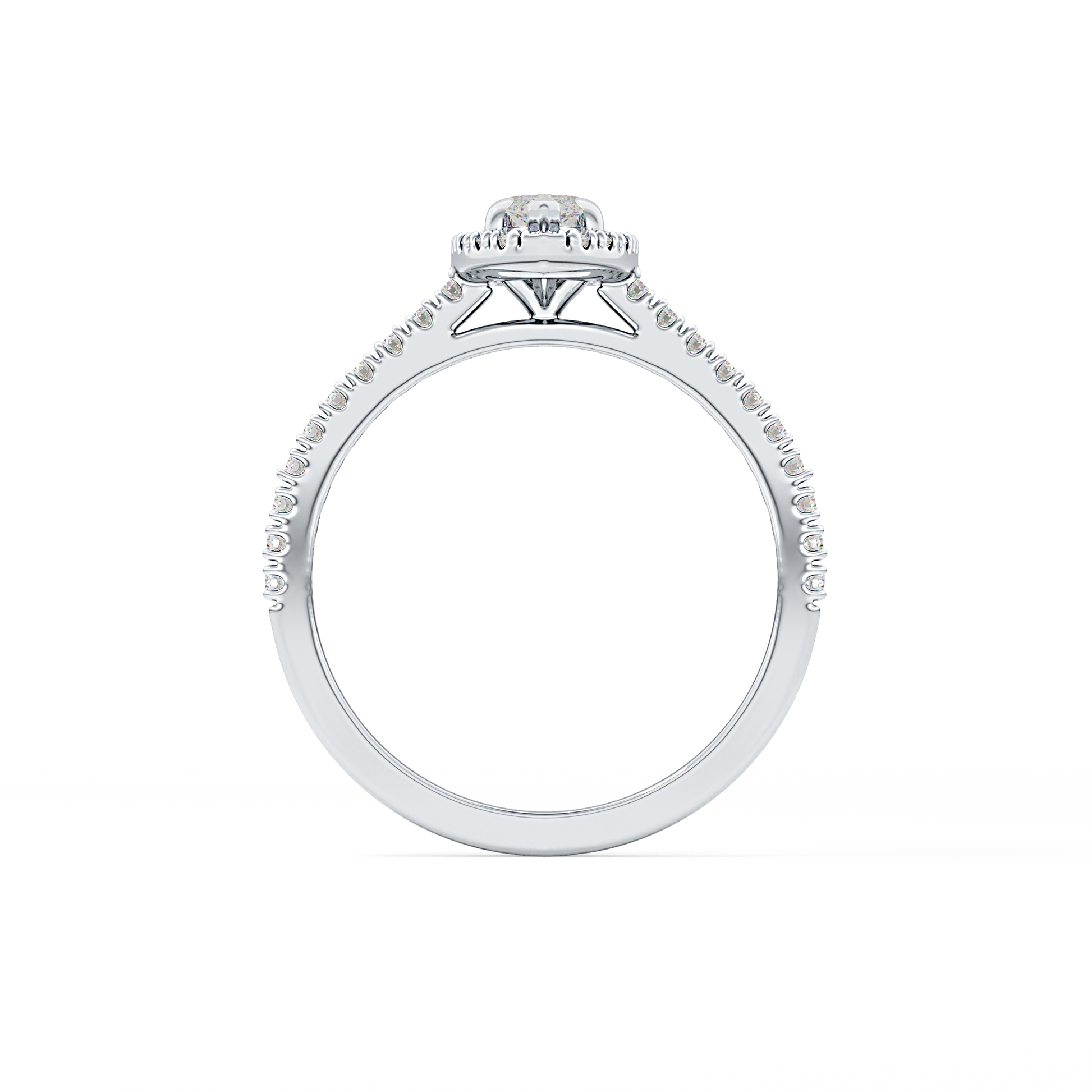 Marquise Cut 0.42 Carat Moissanite Ring – Halo & Pave Setting in Gold 5