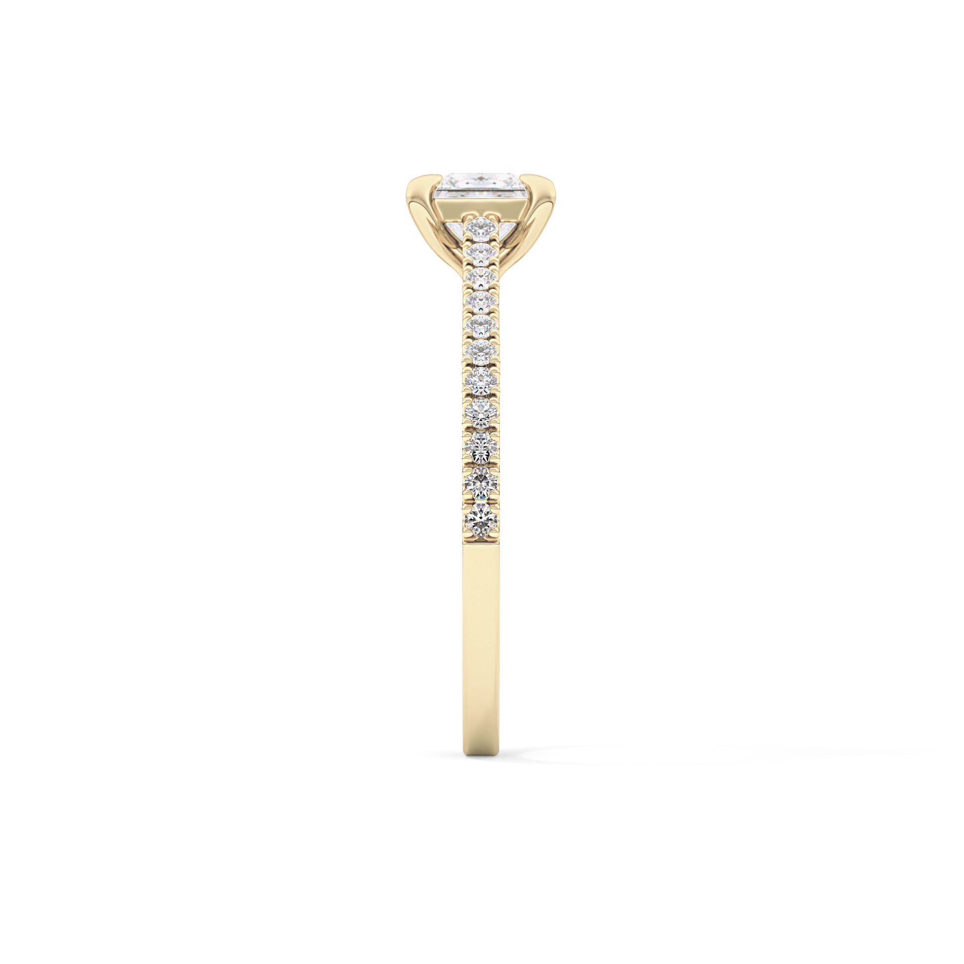 Princess Cut 0.57 Carat Moissanite Ring – Pave Setting in Gold