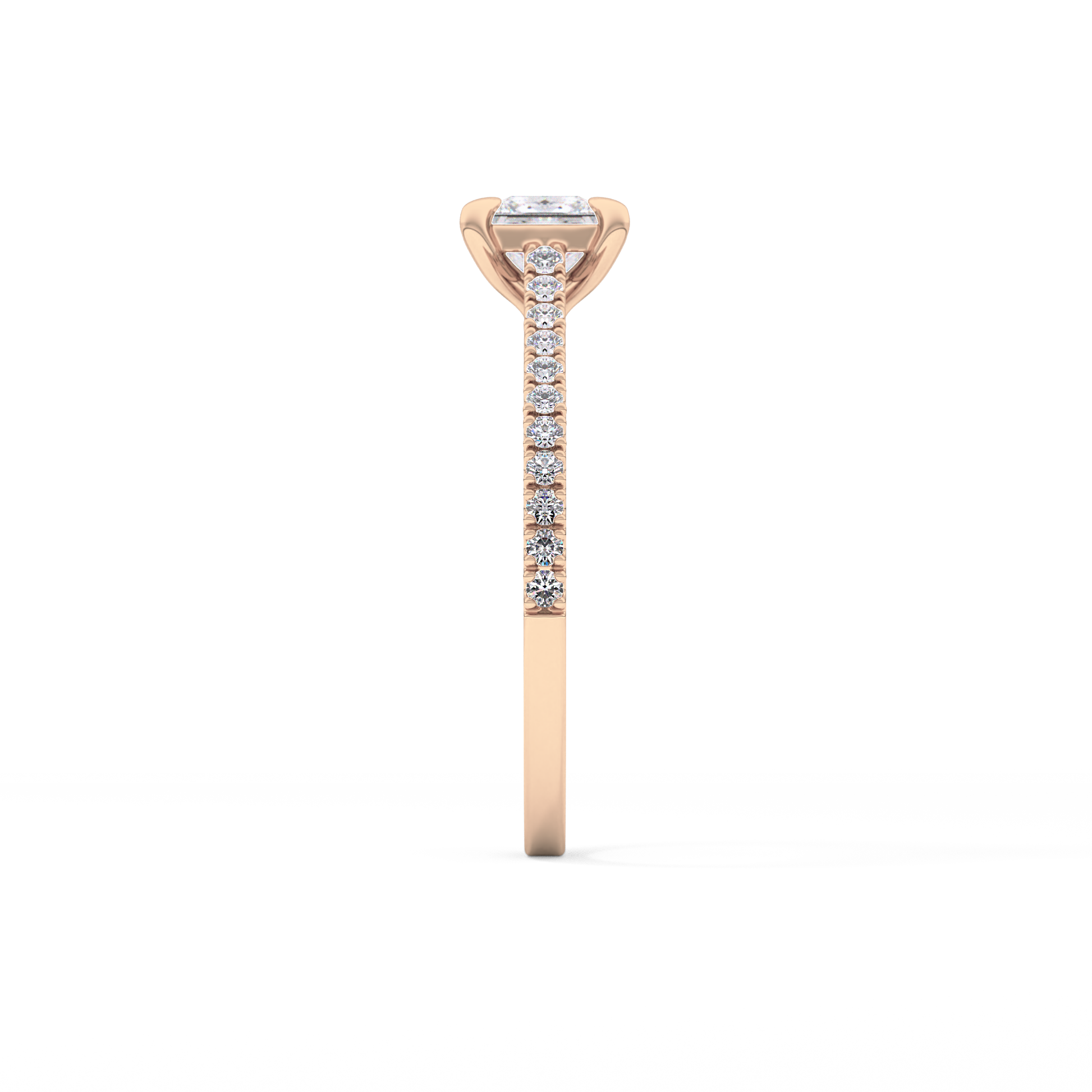 Princess Cut 0.57 Carat Moissanite Ring – Pave Setting in Gold