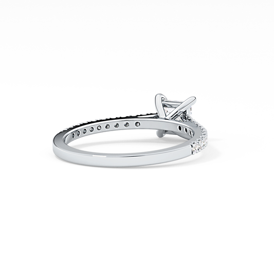 Princess Cut 0.57 Carat Moissanite Ring – Pave Setting in Gold