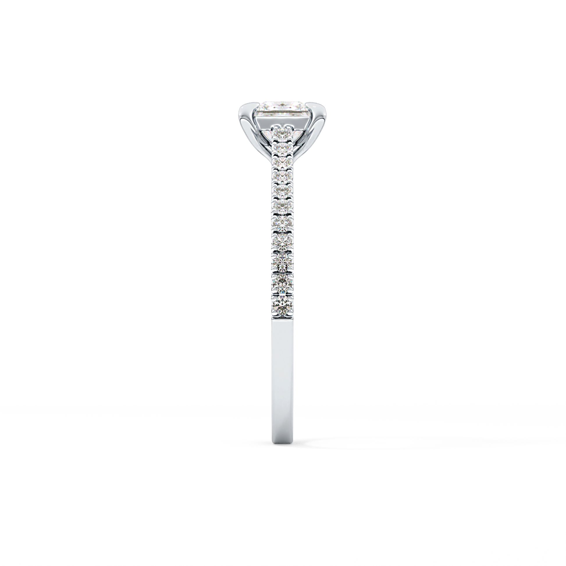 Princess Cut 0.57 Carat Moissanite Ring – Pave Setting in Gold