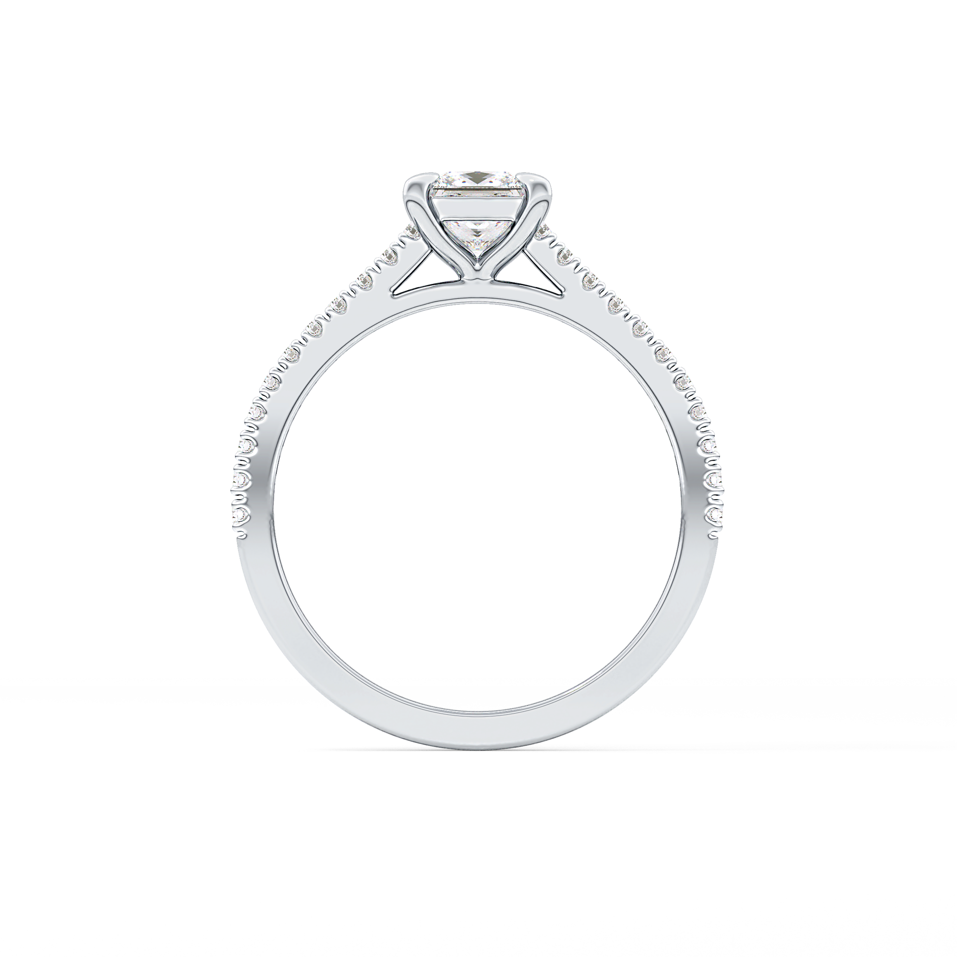 Princess Cut 0.57 Carat Moissanite Ring – Pave Setting in Gold