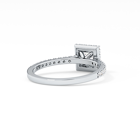 Princess Cut 0.57 Carat Moissanite Ring – Halo & Pave Setting in Gold