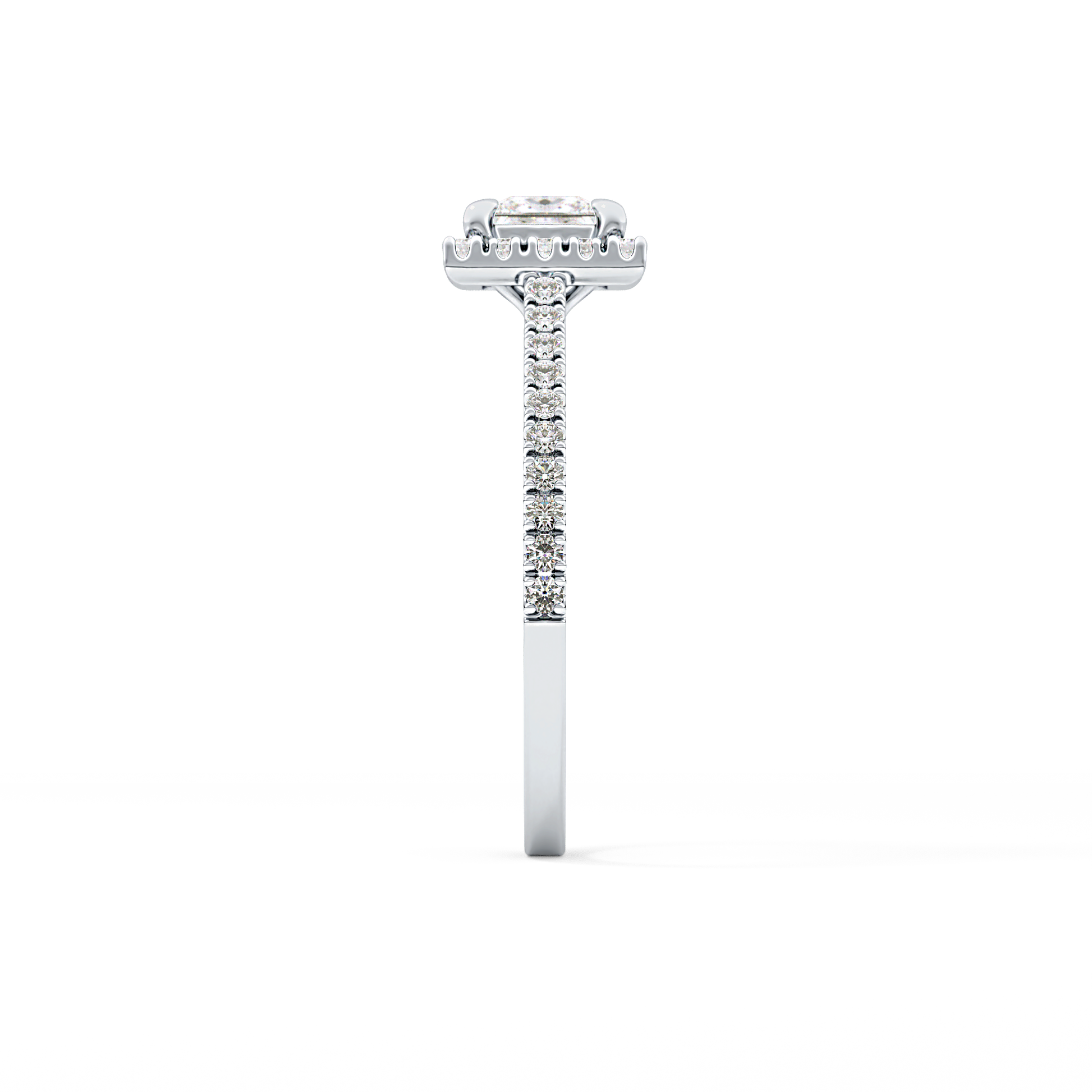 Princess Cut 0.57 Carat Moissanite Ring – Halo & Pave Setting in Gold