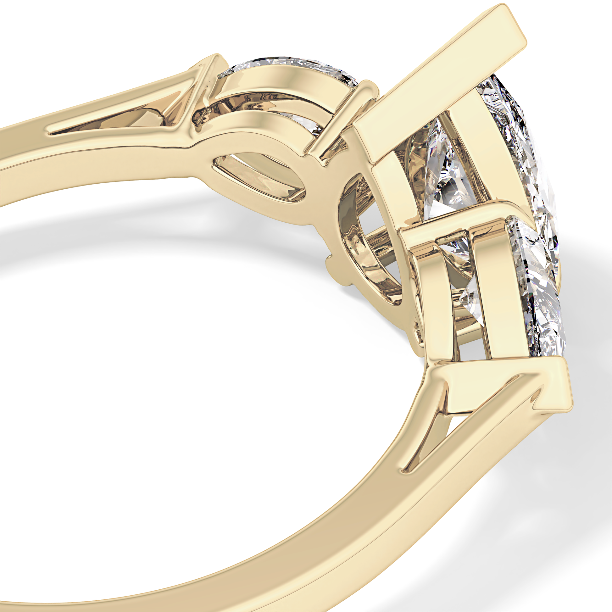 Pear Cut 0.81 Carat Moissanite Ring – Three Stones Setting in Gold