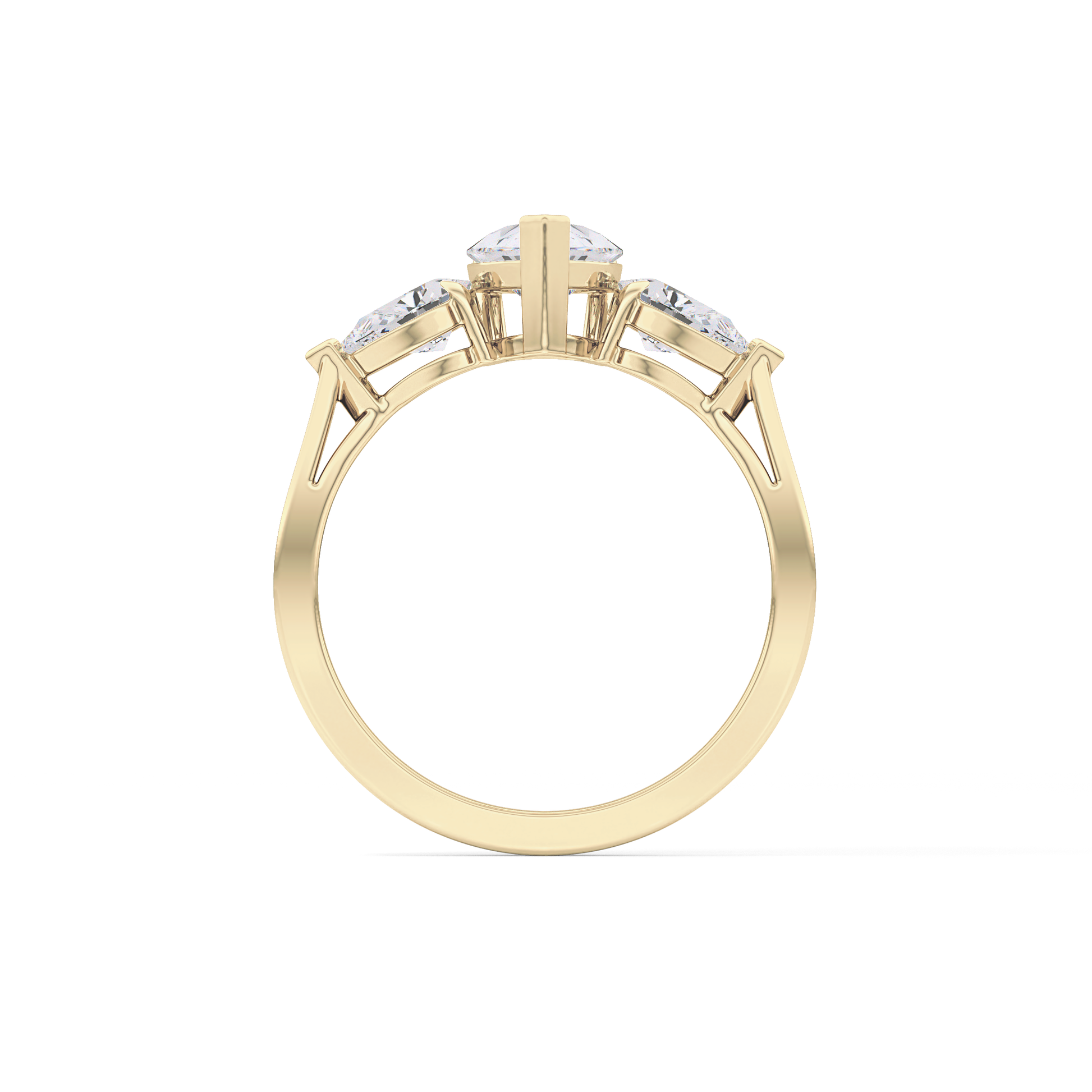 Pear Cut 0.81 Carat Moissanite Ring – Three Stones Setting in Gold