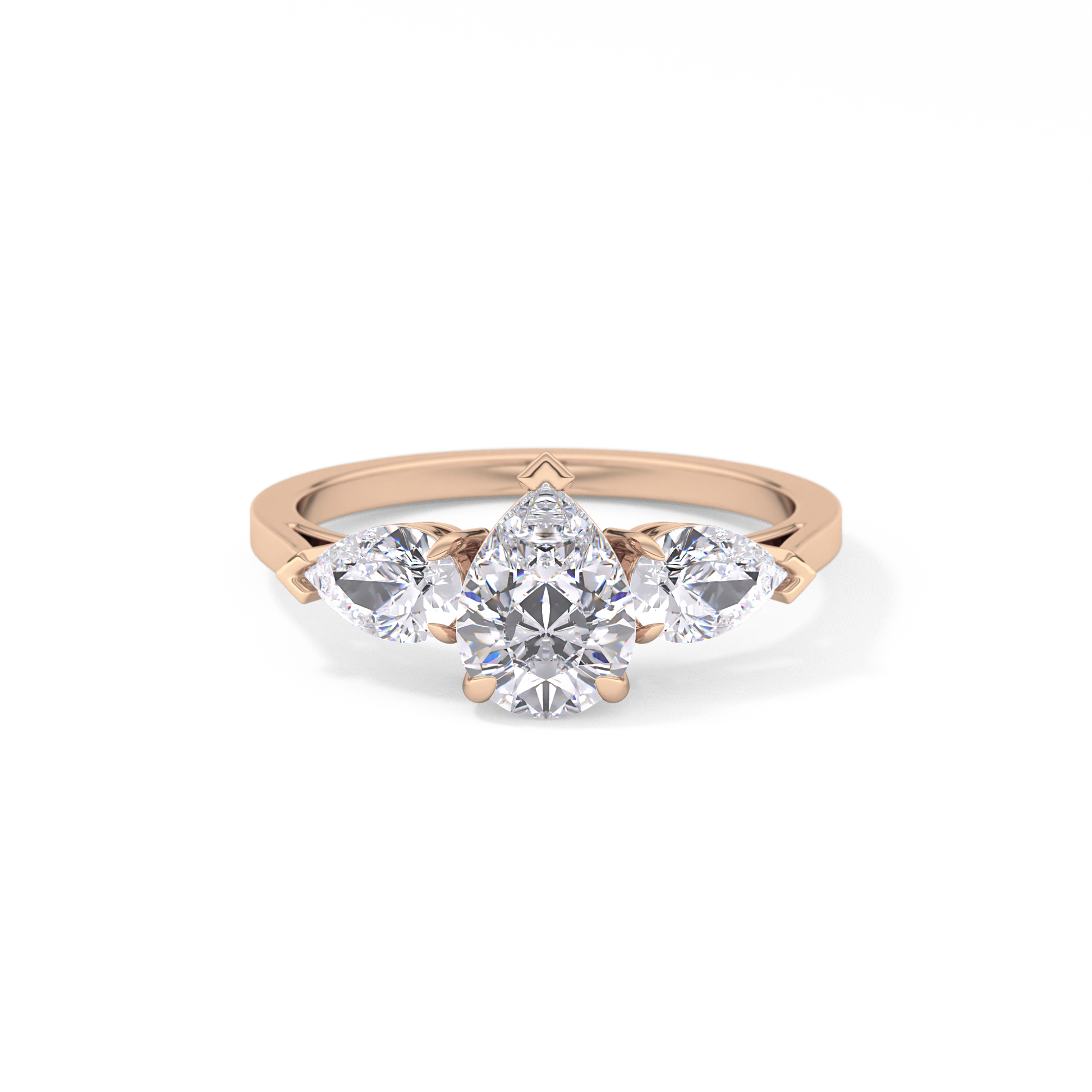Pear Cut 0.81 Carat Moissanite Ring – Three Stones Setting in Gold