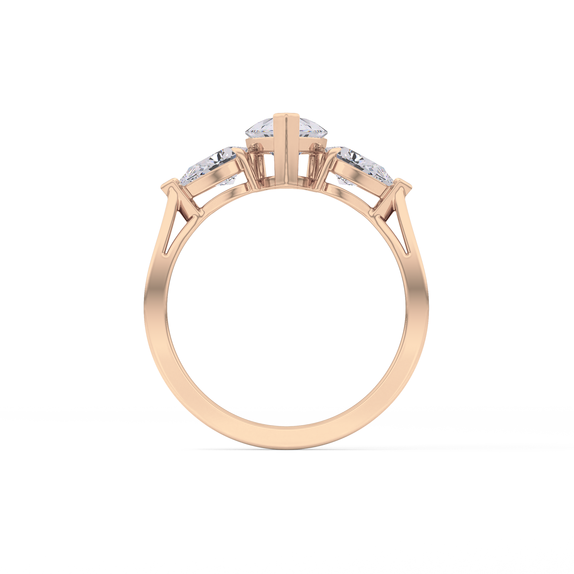 Pear Cut 0.81 Carat Moissanite Ring – Three Stones Setting in Gold