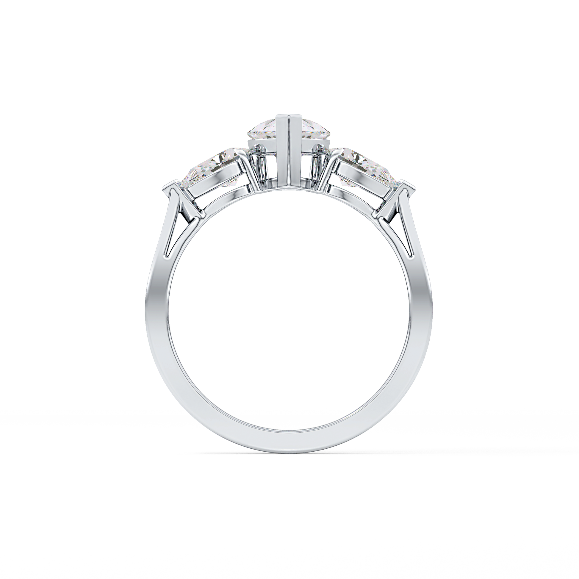 Pear Cut 0.81 Carat Moissanite Ring – Three Stones Setting in Gold