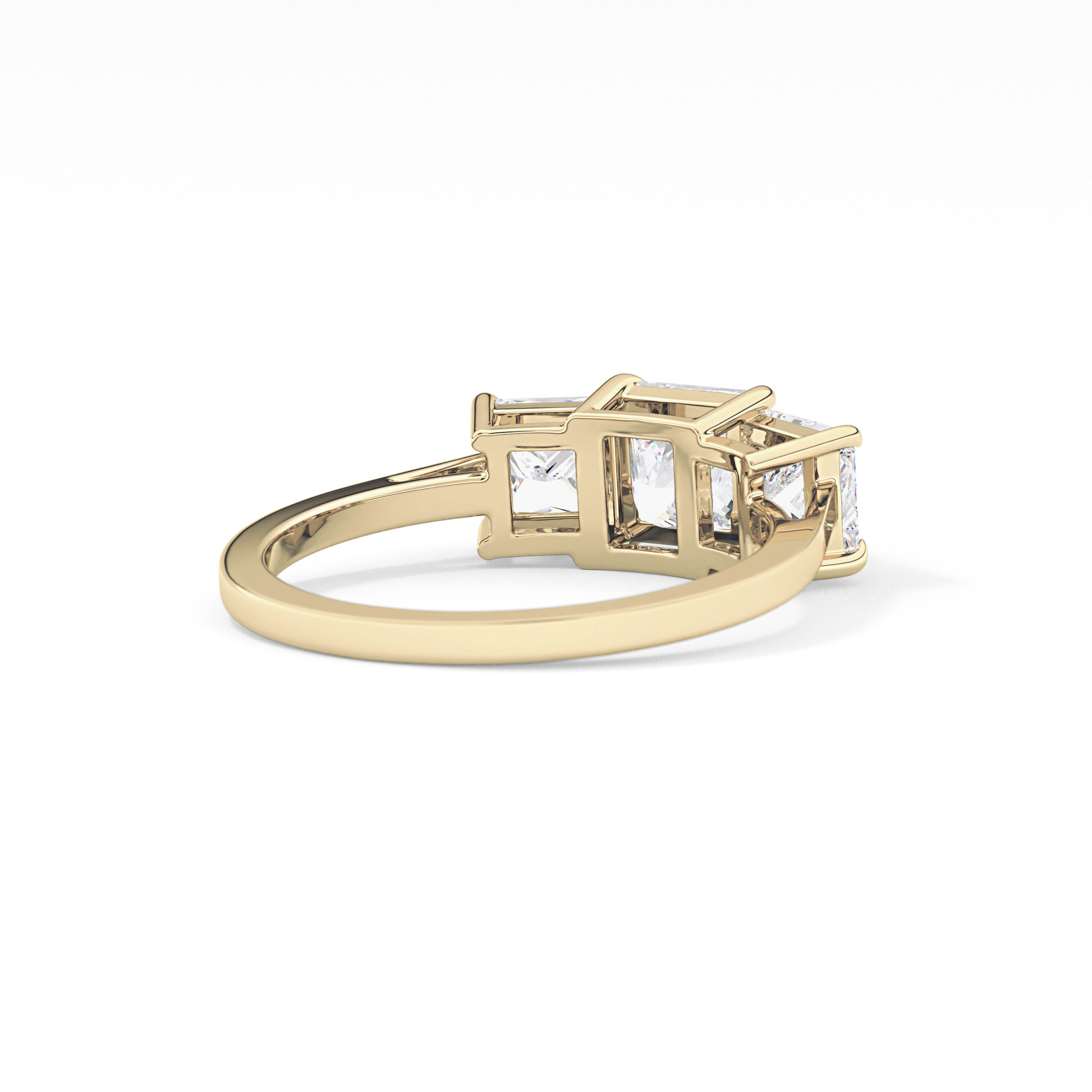 Princess Cut 1.04 Carat Moissanite Ring – Three Stones Setting in Gold