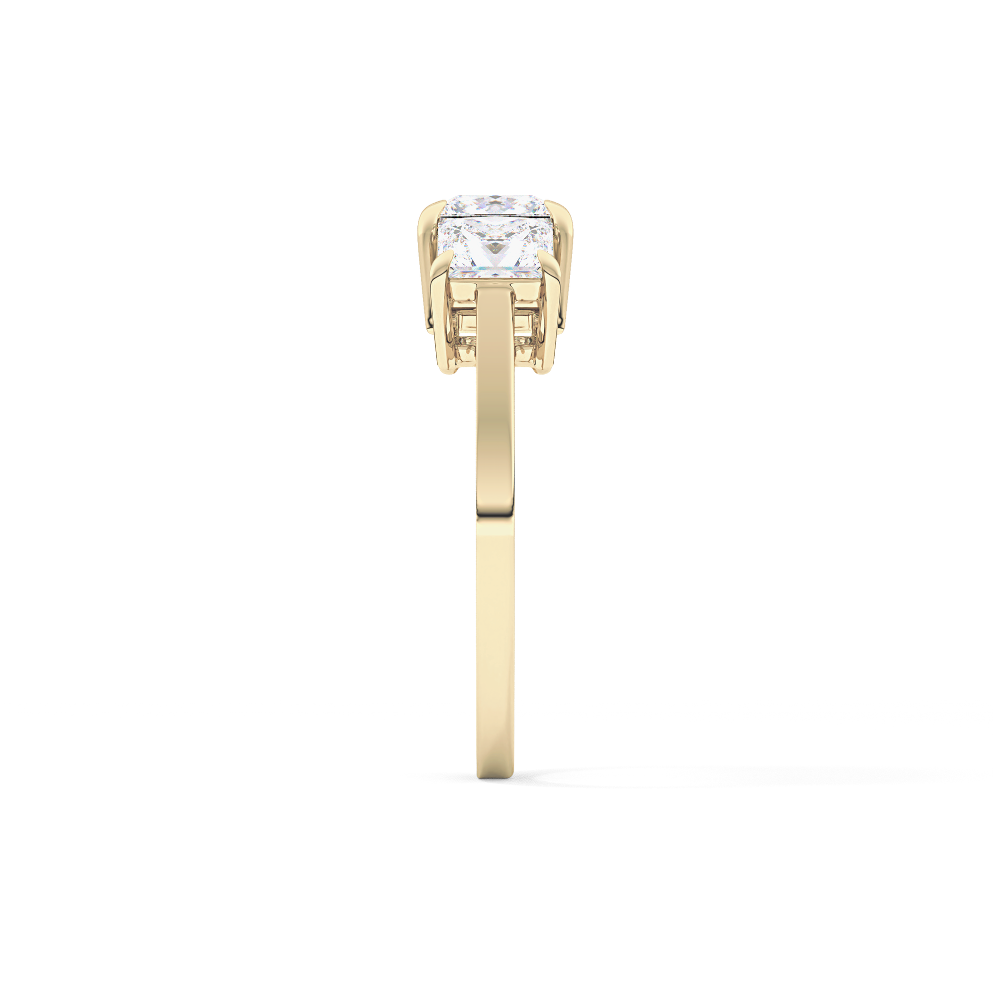 Princess Cut 1.04 Carat Moissanite Ring – Three Stones Setting in Gold