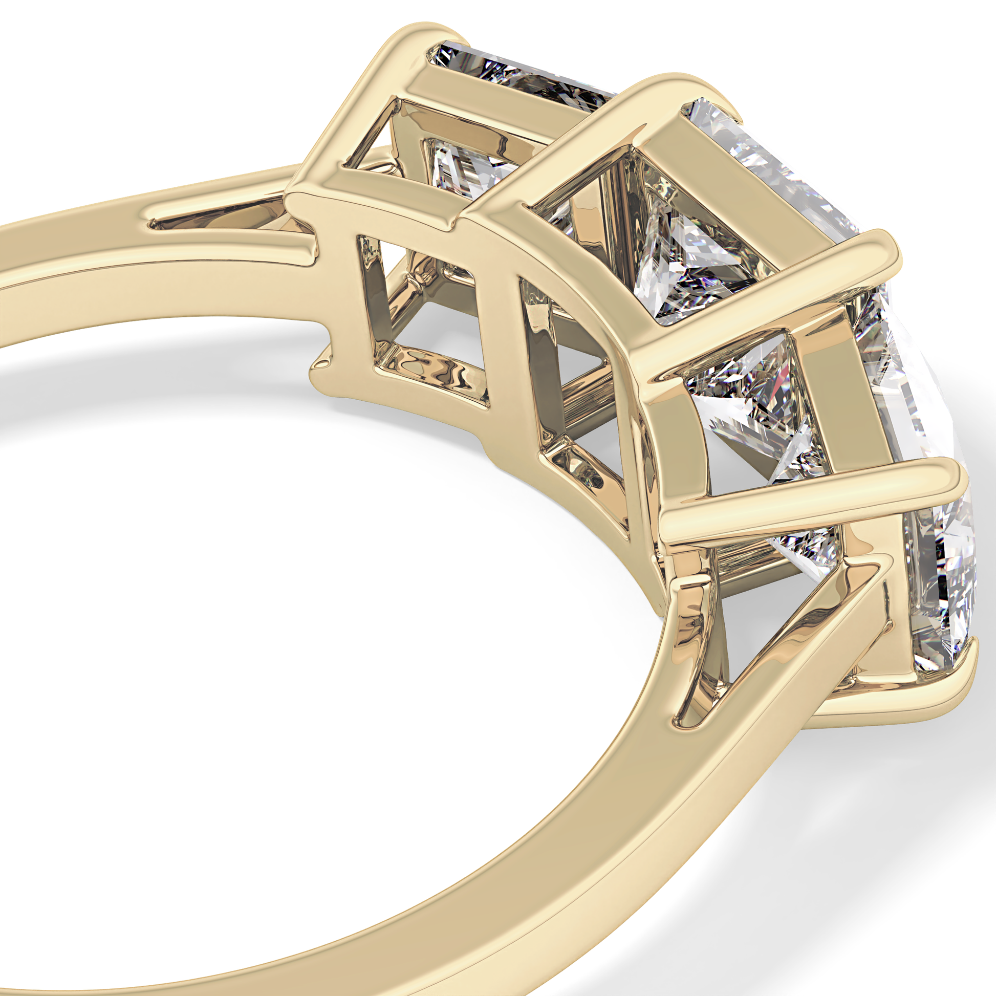 Princess Cut 1.04 Carat Moissanite Ring – Three Stones Setting in Gold