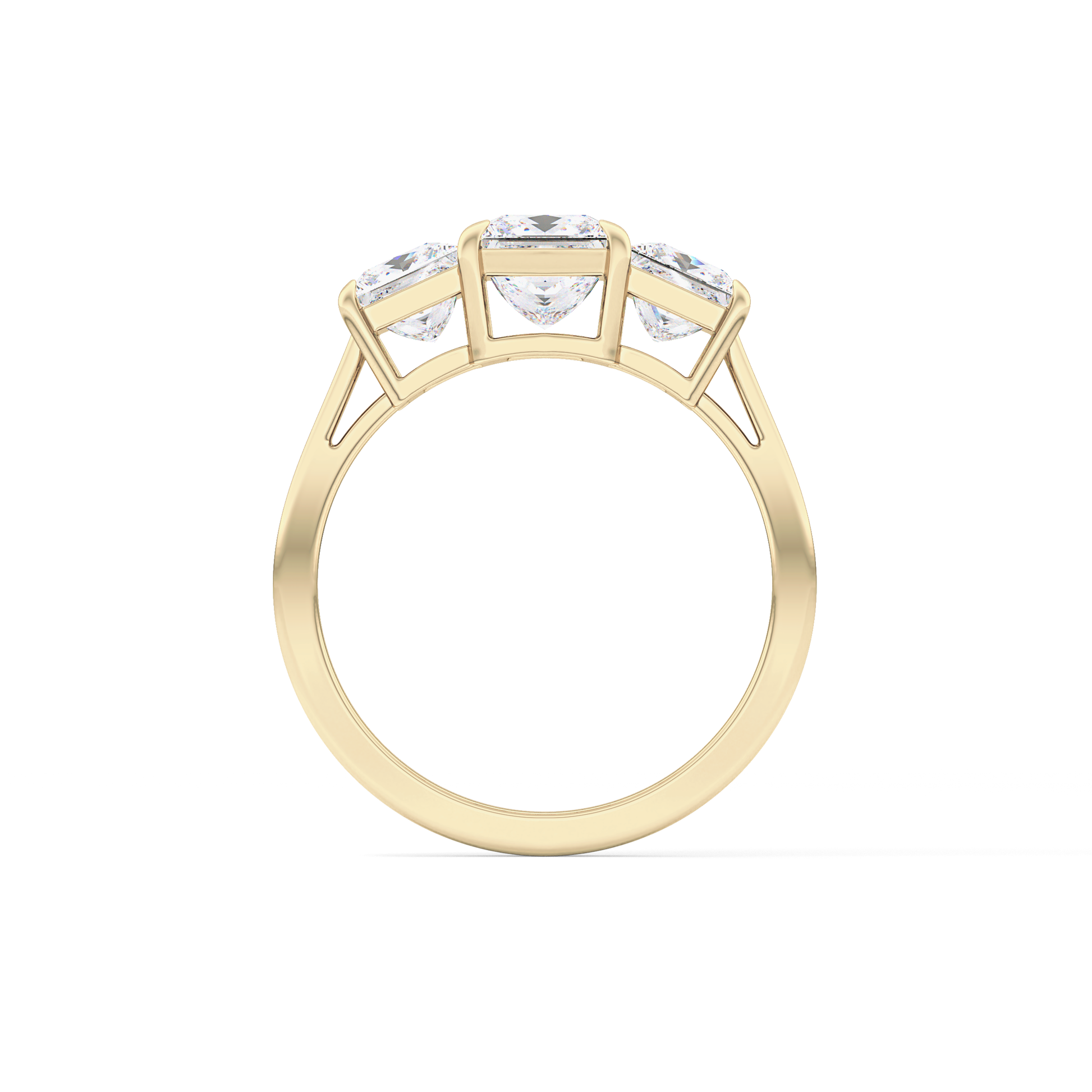 Princess Cut 1.04 Carat Moissanite Ring – Three Stones Setting in Gold