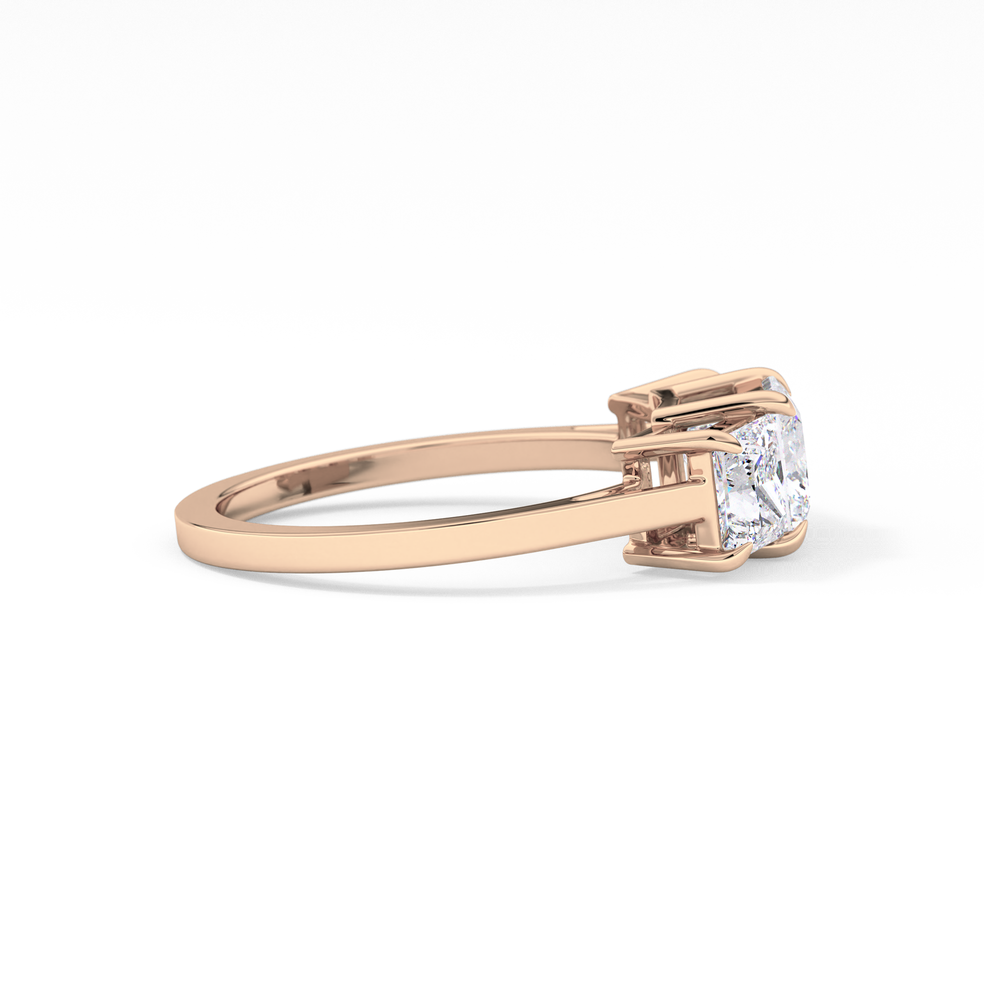 Princess Cut 1.04 Carat Moissanite Ring – Three Stones Setting in Gold